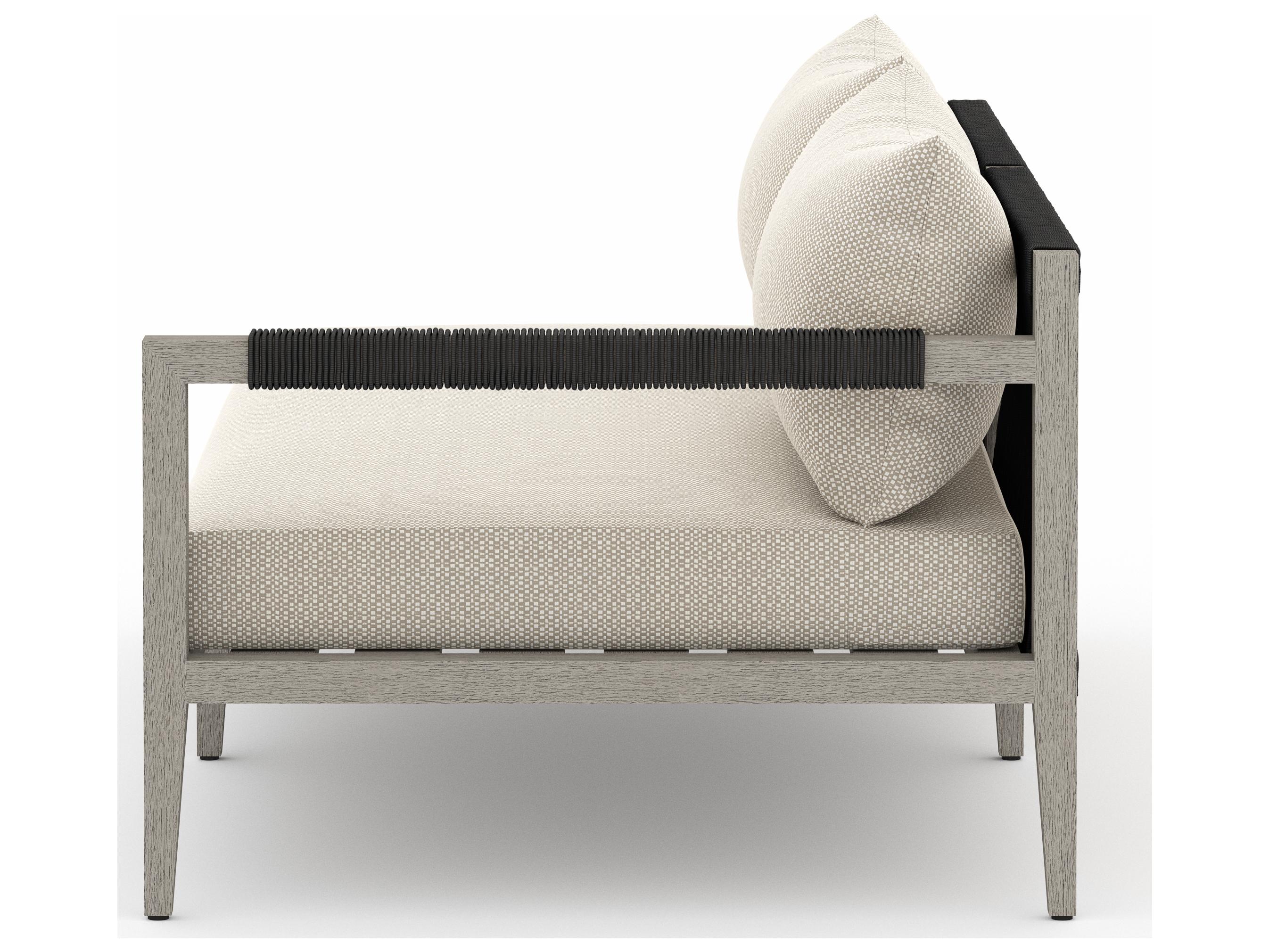Luxecor Globetrotter Outdoor Faye Sand / Weathered Grey Dark Rope Right Arm Facing Loveseat