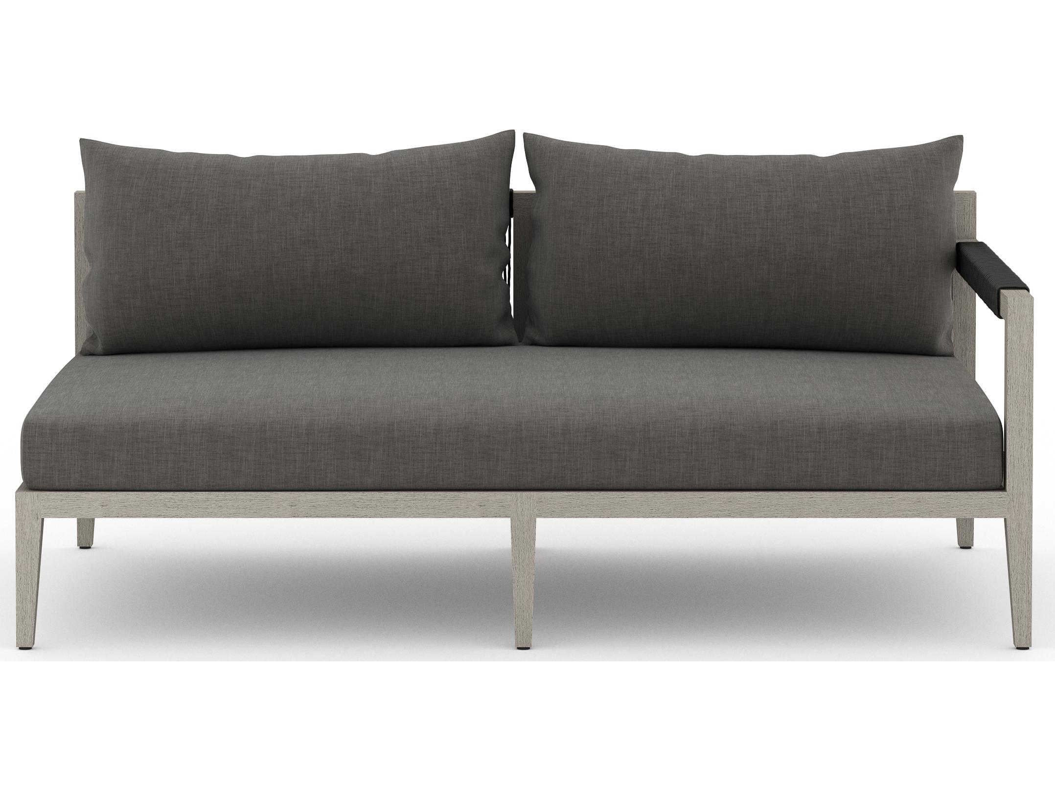 Luxecor Globetrotter Outdoor Charcoal / Weathered Grey Dark Rope Right Arm Facing Loveseat