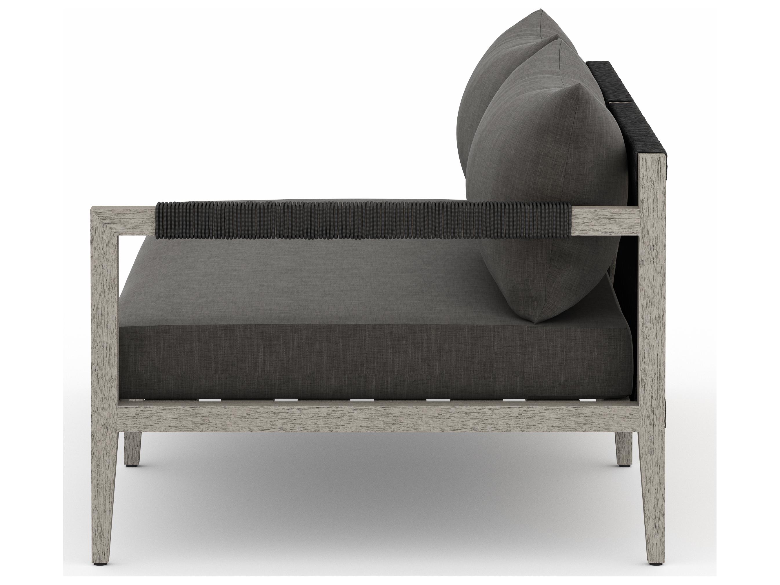 Luxecor Globetrotter Outdoor Charcoal / Weathered Grey Dark Rope Right Arm Facing Loveseat
