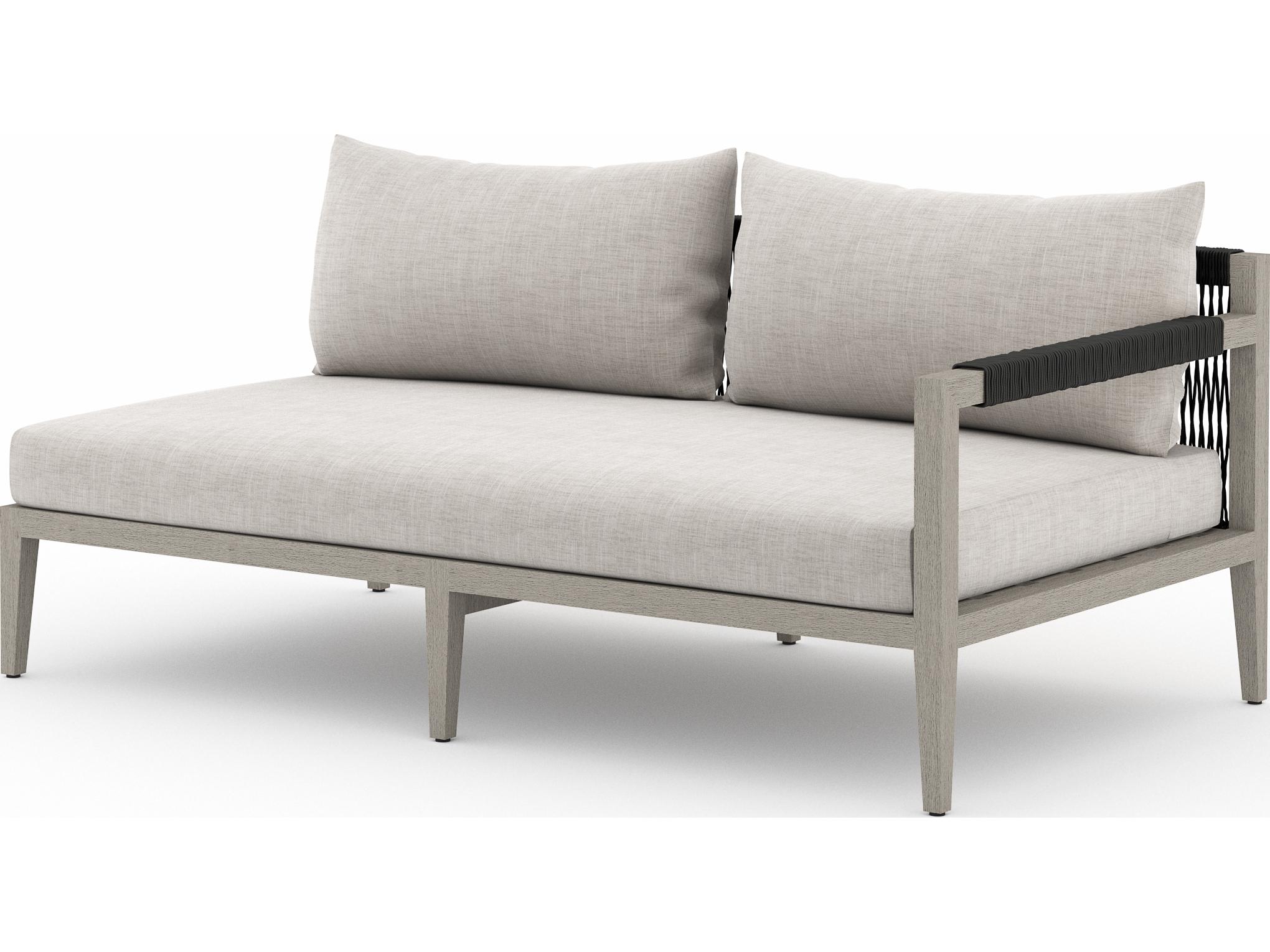 Luxecor Globetrotter Outdoor Stone Grey / Weathered Dark Rope Right Arm Facing Loveseat