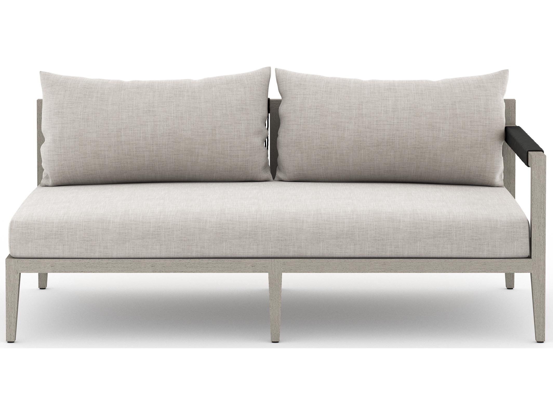 Luxecor Globetrotter Outdoor Stone Grey / Weathered Dark Rope Right Arm Facing Loveseat