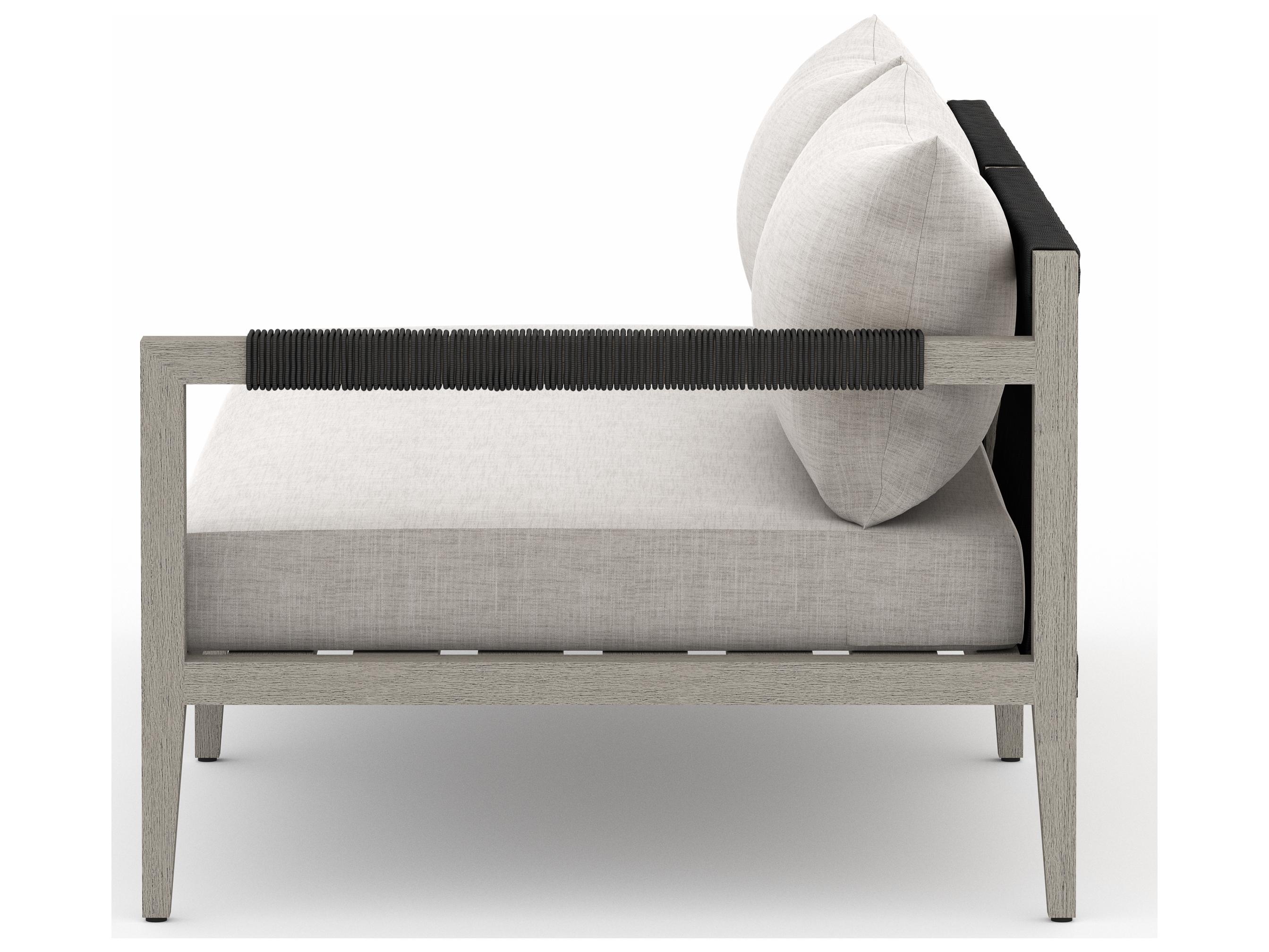 Luxecor Globetrotter Outdoor Stone Grey / Weathered Dark Rope Right Arm Facing Loveseat