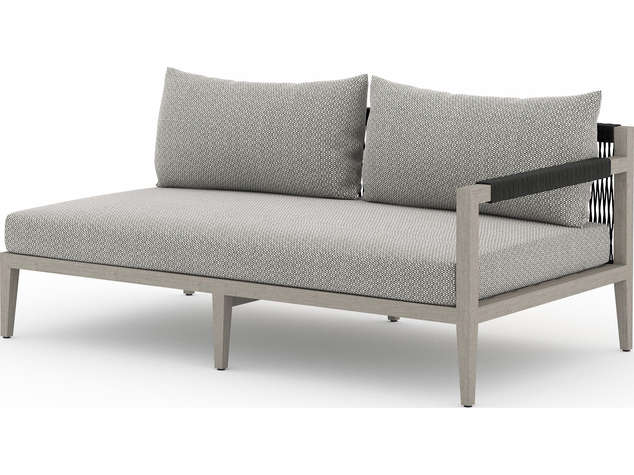 Luxecor Globetrotter Outdoor Faye Ash / Weathered Grey Dark Rope Right Arm Facing Loveseat