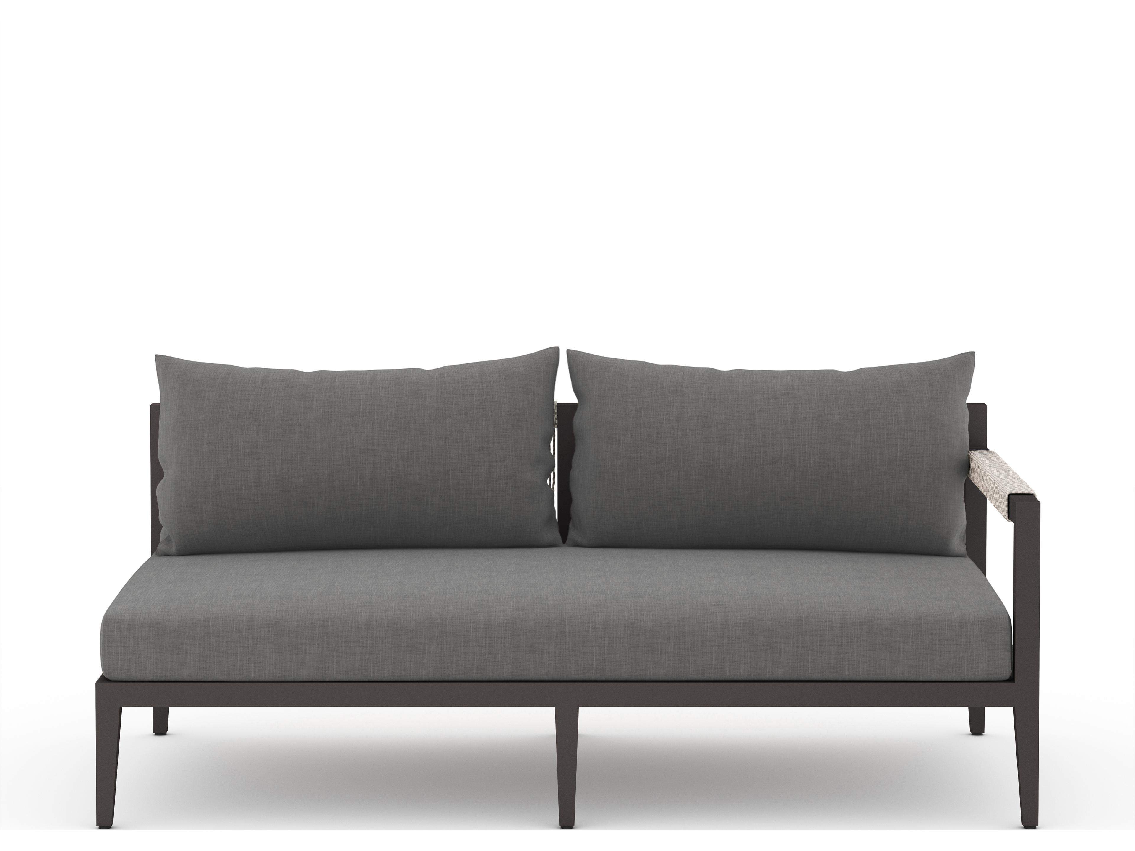 Luxecor Globetrotter Outdoor Charcoal / Bronze Ivory Rope Right Arm Facing Loveseat