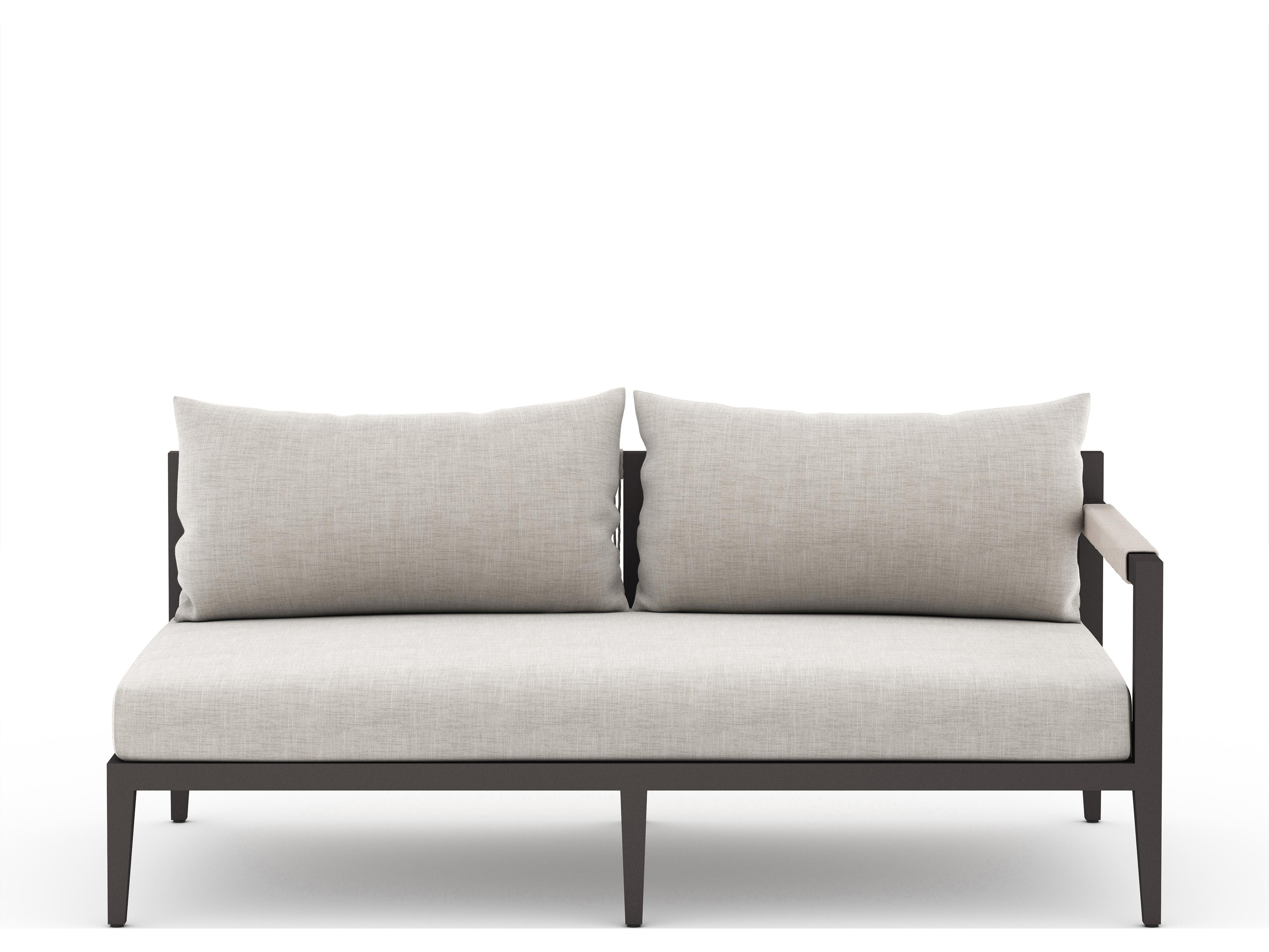 Luxecor Globetrotter Outdoor Stone Grey / Bronze Ivory Rope Right Arm Facing Loveseat