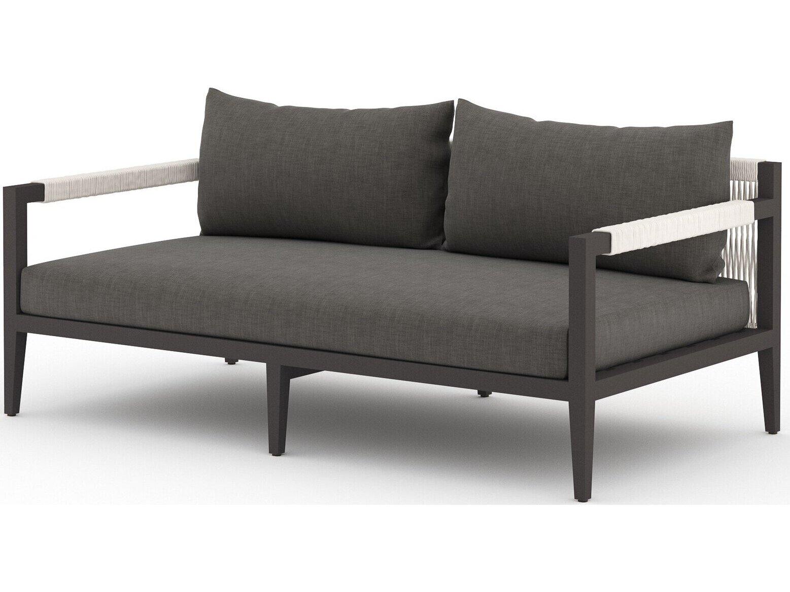 Four Hands Outdoor Solano Charcoal / Bronze / Ivory Rope Loveseat