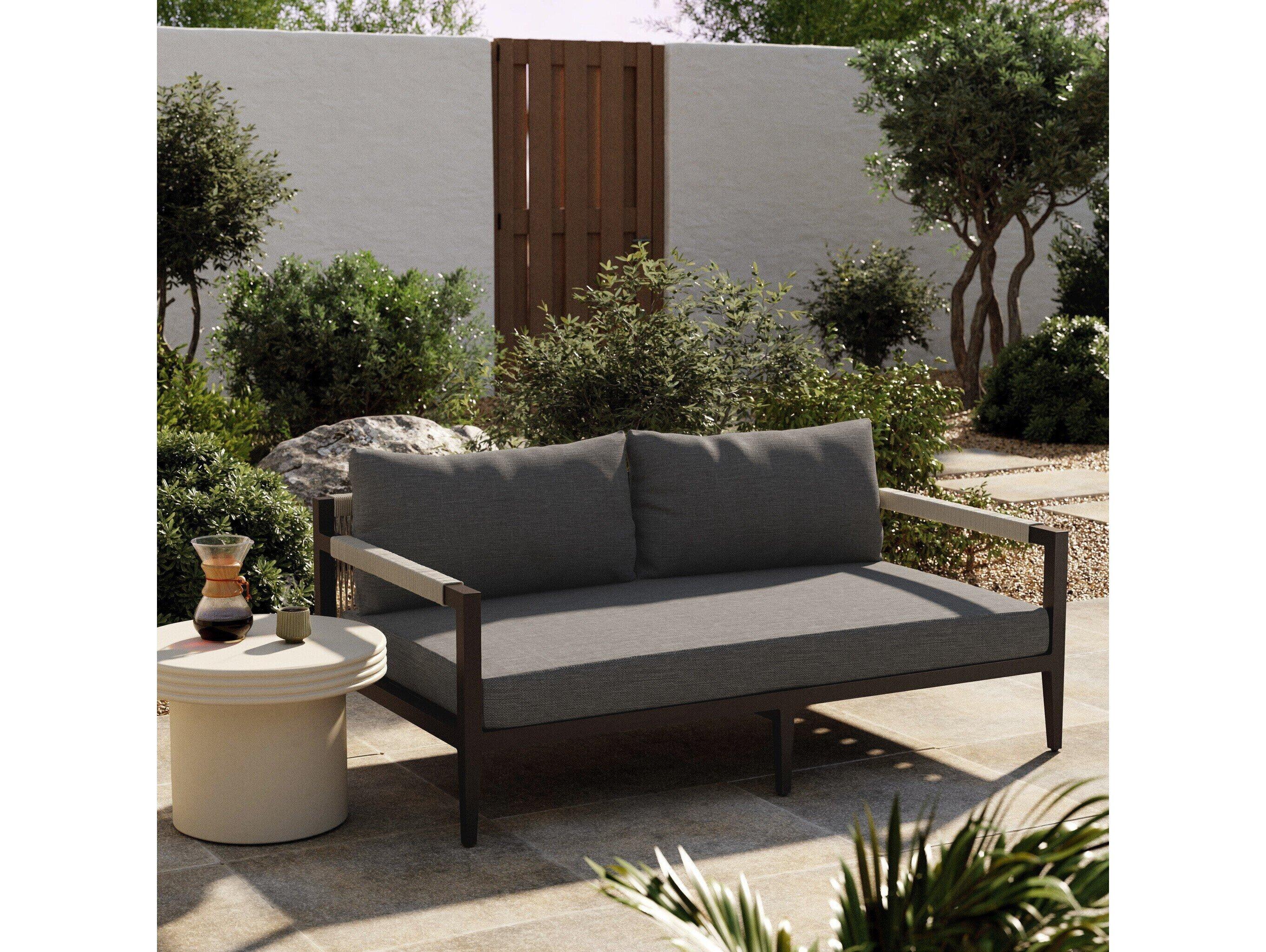 Four Hands Outdoor Solano Charcoal / Bronze / Ivory Rope Loveseat