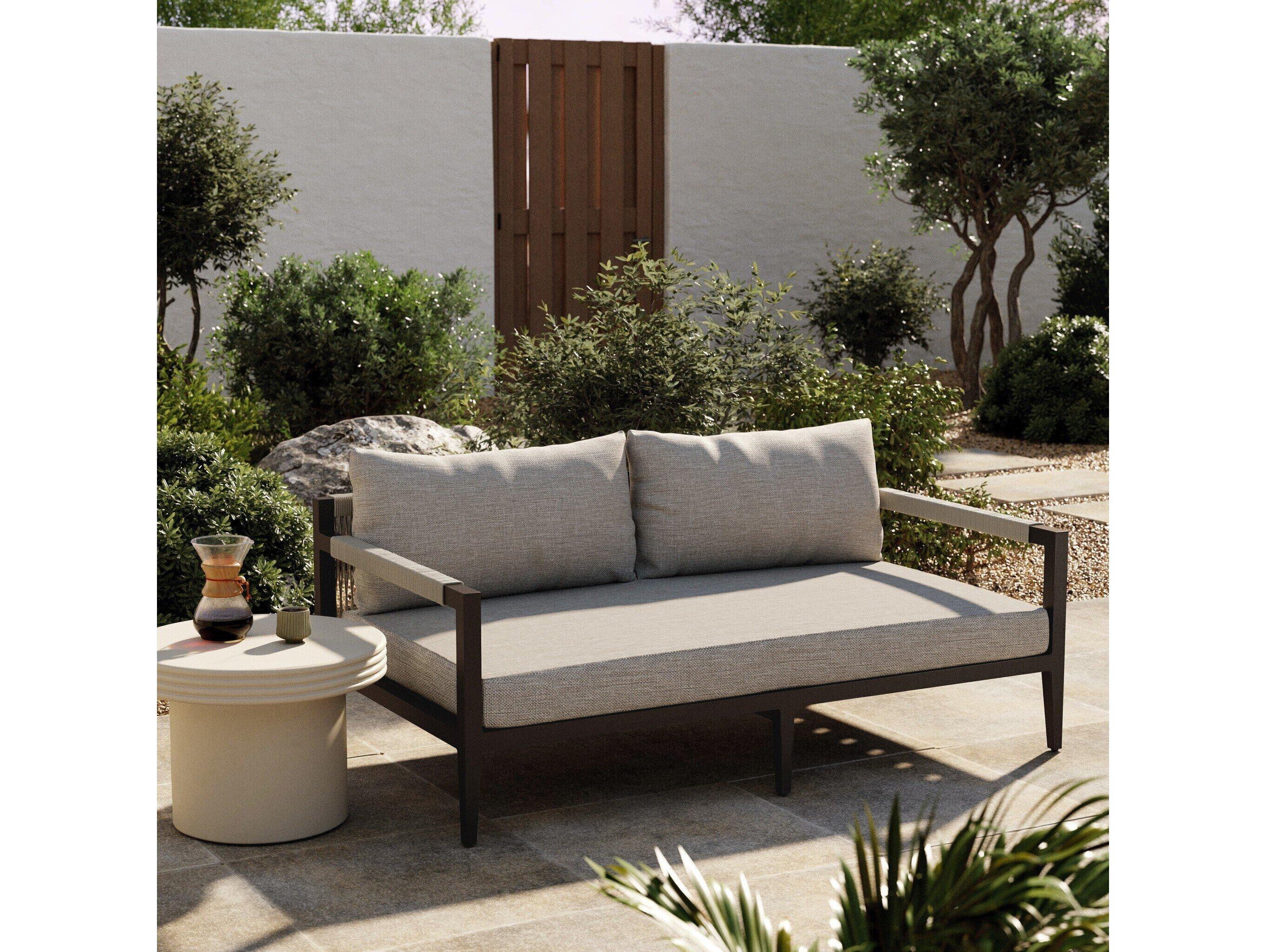 Four Hands Outdoor Solano Stone Grey / Bronze / Ivory Rope Loveseat