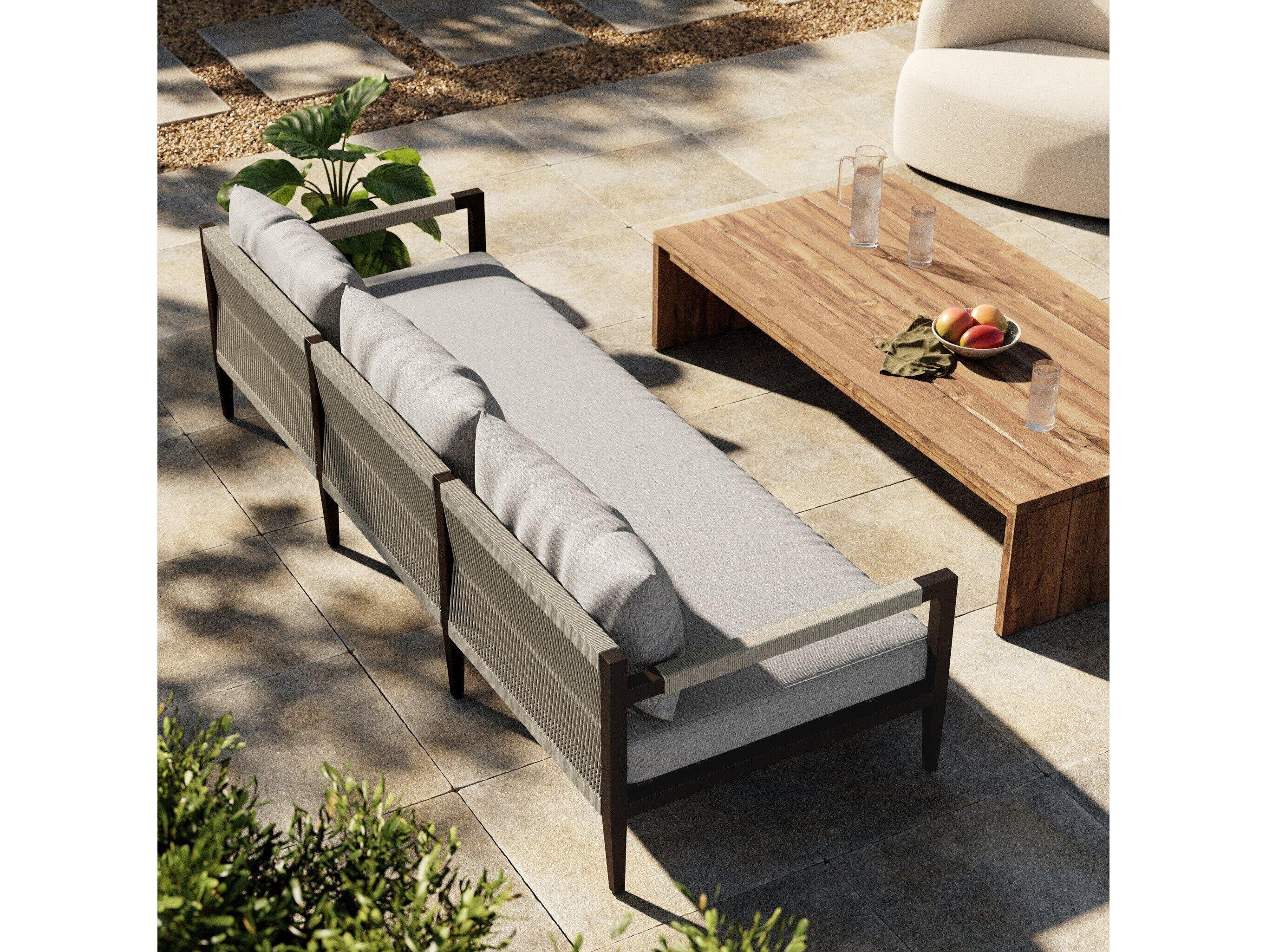 Four Hands Outdoor Solano Stone Grey / Bronze / Ivory Rope Sofa