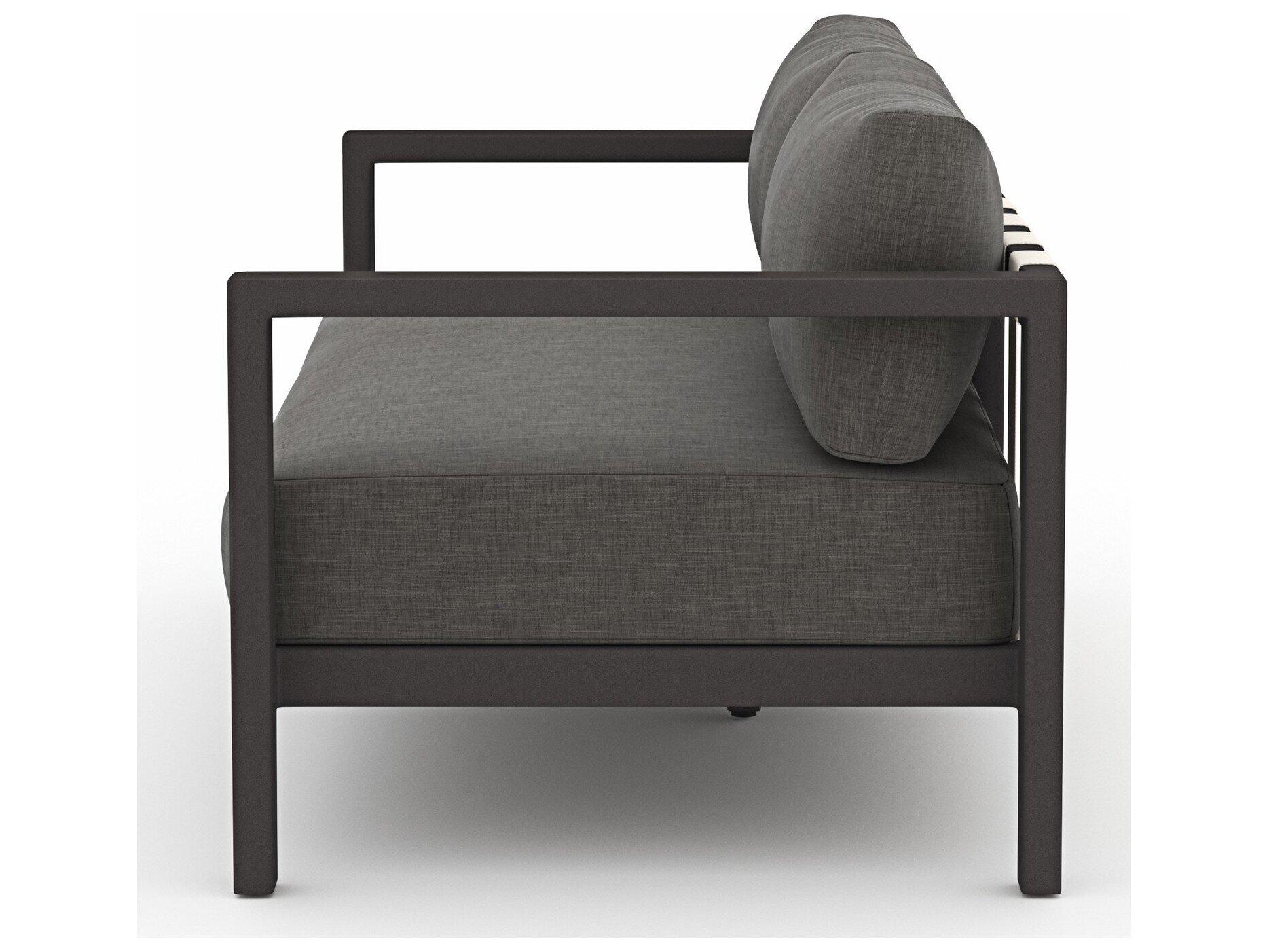 Four Hands Outdoor Solano Bronze Aluminum / Ivory Rope Loveseat with Charcoal Cushion