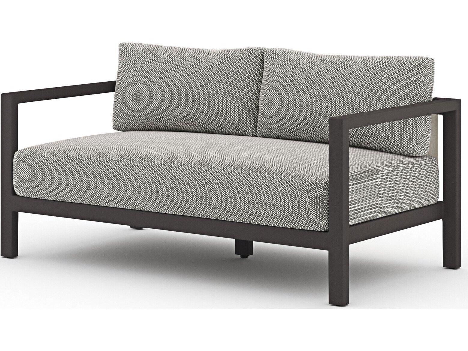 Luxecor Globetrotter Outdoor Bronze Aluminum / Ivory Rope Loveseat with Faye Ash Cushion