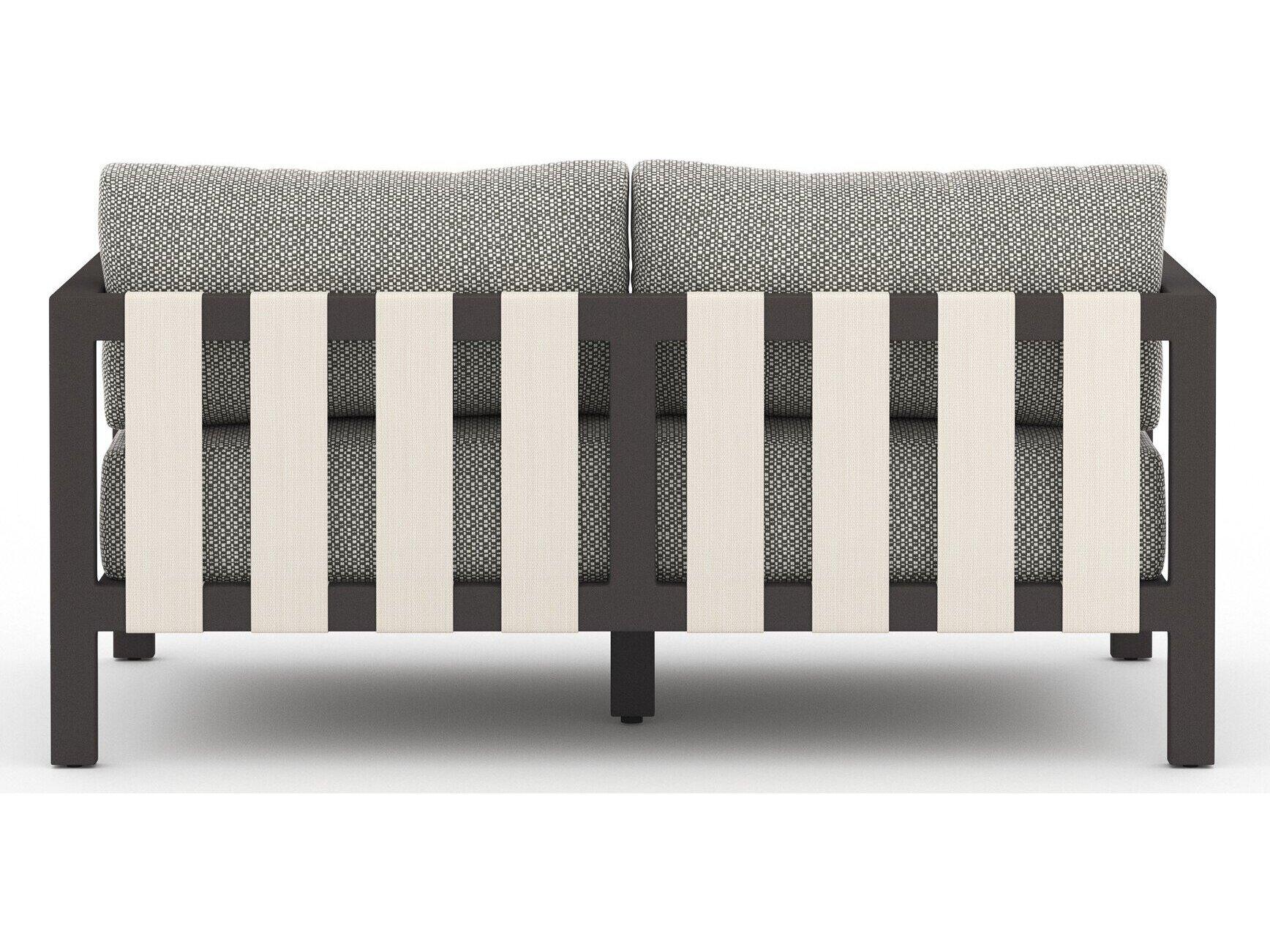 Luxecor Globetrotter Outdoor Bronze Aluminum / Ivory Rope Loveseat with Faye Ash Cushion