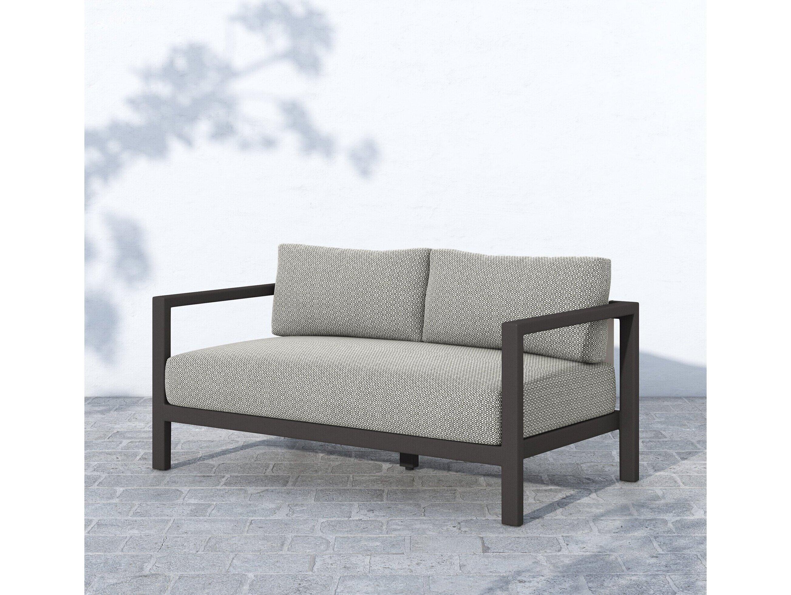 Luxecor Globetrotter Outdoor Bronze Aluminum / Ivory Rope Loveseat with Faye Ash Cushion