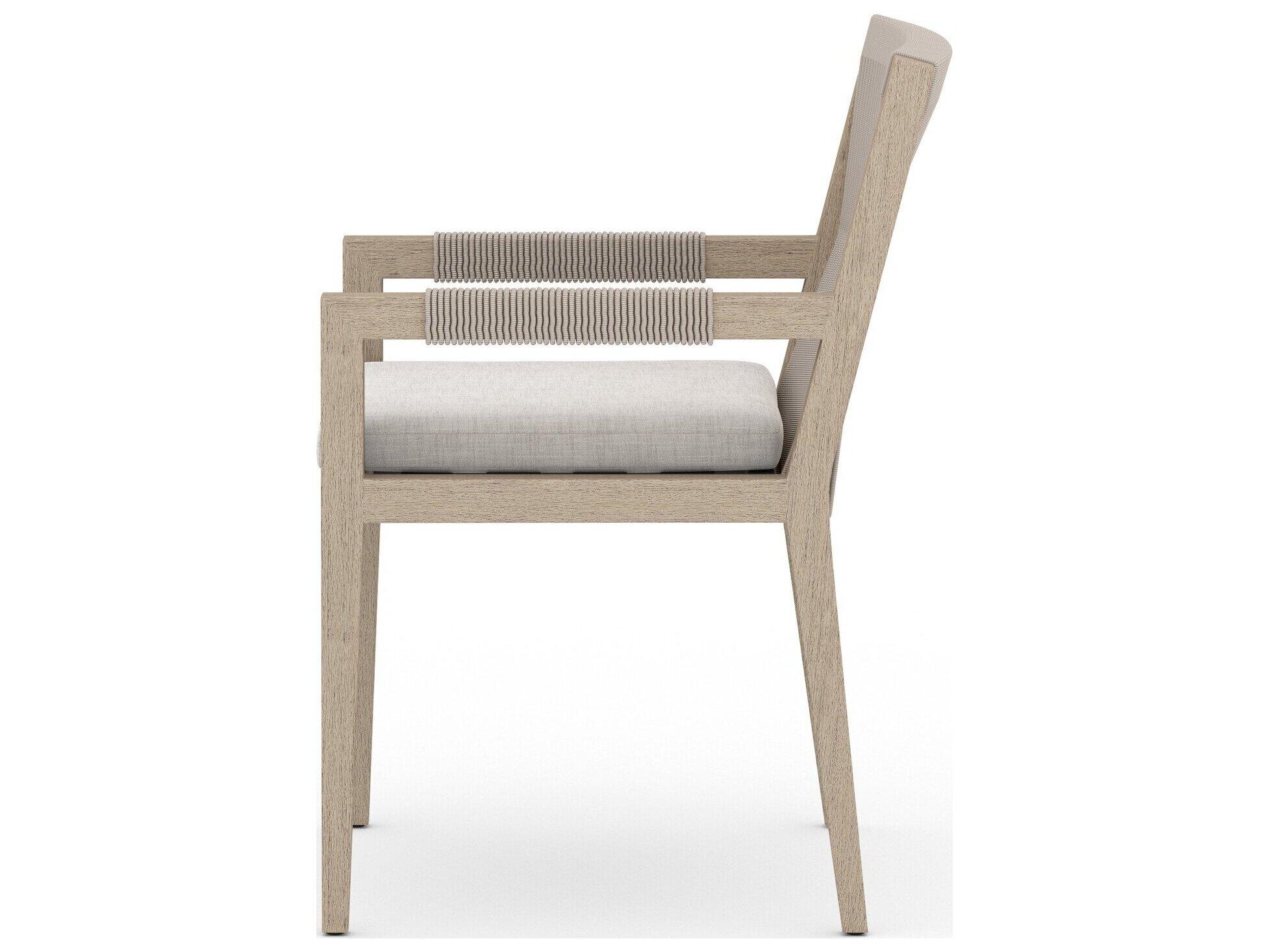 Luxecor Globetrotter Outdoor Washed Brown / Grey Rope Resin Teak Dining Chair with Stone Cushion