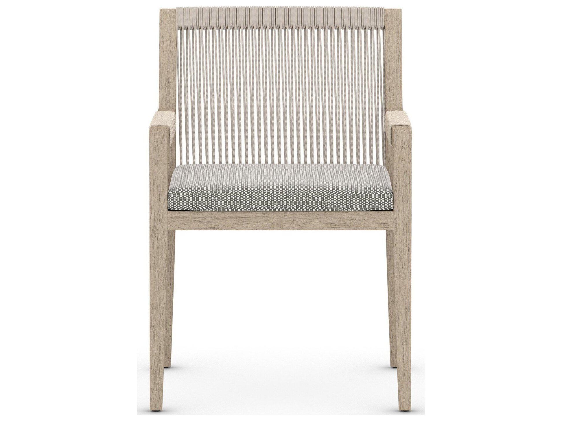 Luxecor Globetrotter Outdoor Washed Brown / Grey Rope Resin Teak Dining Chair with Faye Ash Cushion