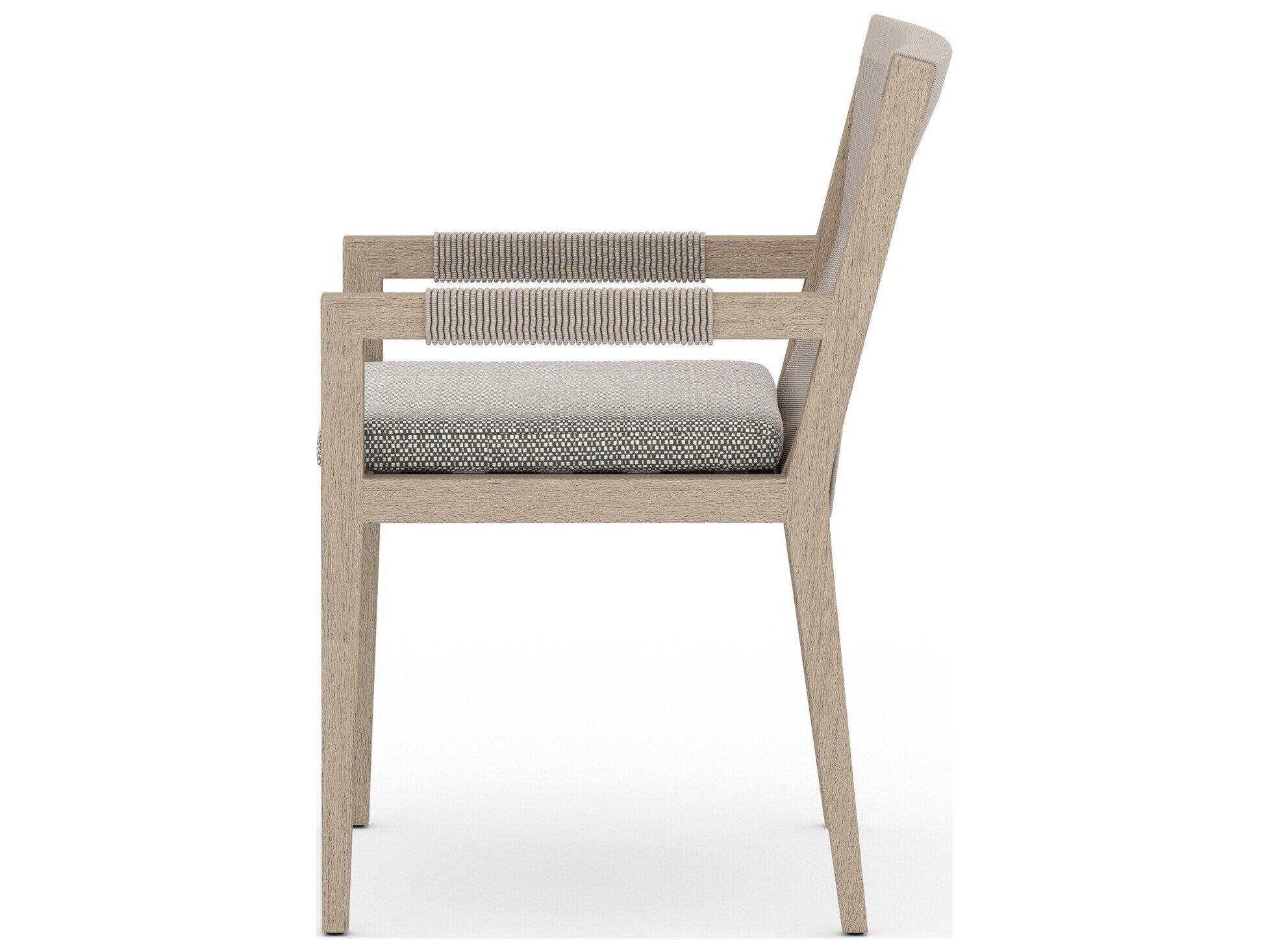 Luxecor Globetrotter Outdoor Washed Brown / Grey Rope Resin Teak Dining Chair with Faye Ash Cushion