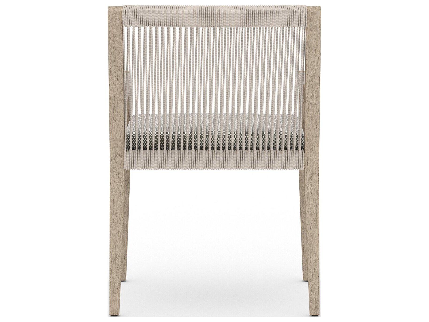 Luxecor Globetrotter Outdoor Washed Brown / Grey Rope Resin Teak Dining Chair with Faye Ash Cushion