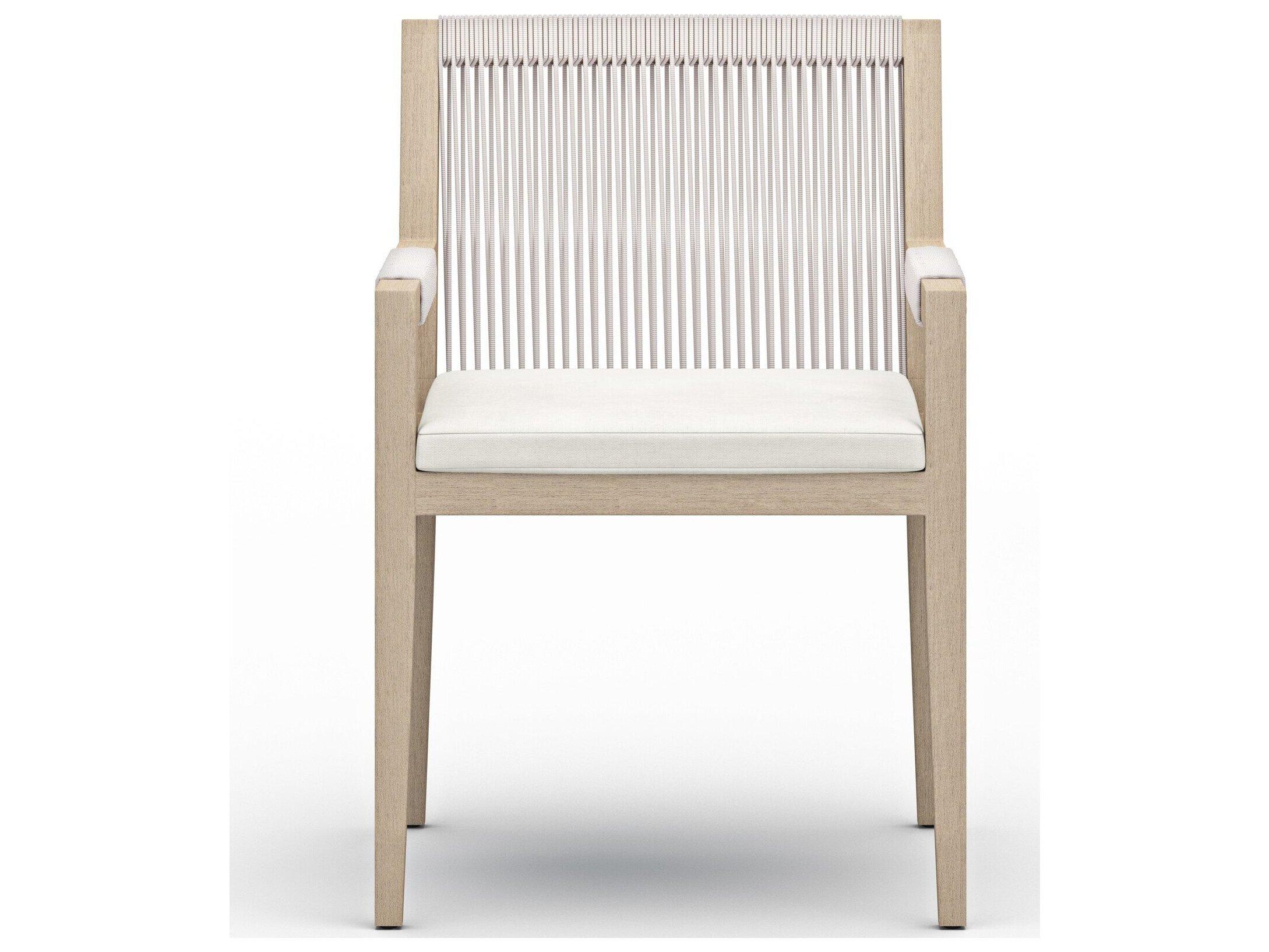 Luxecor Globetrotter Outdoor Washed Brown Teak / Grey Rope Dining Chair with Natural Ivory Cushion