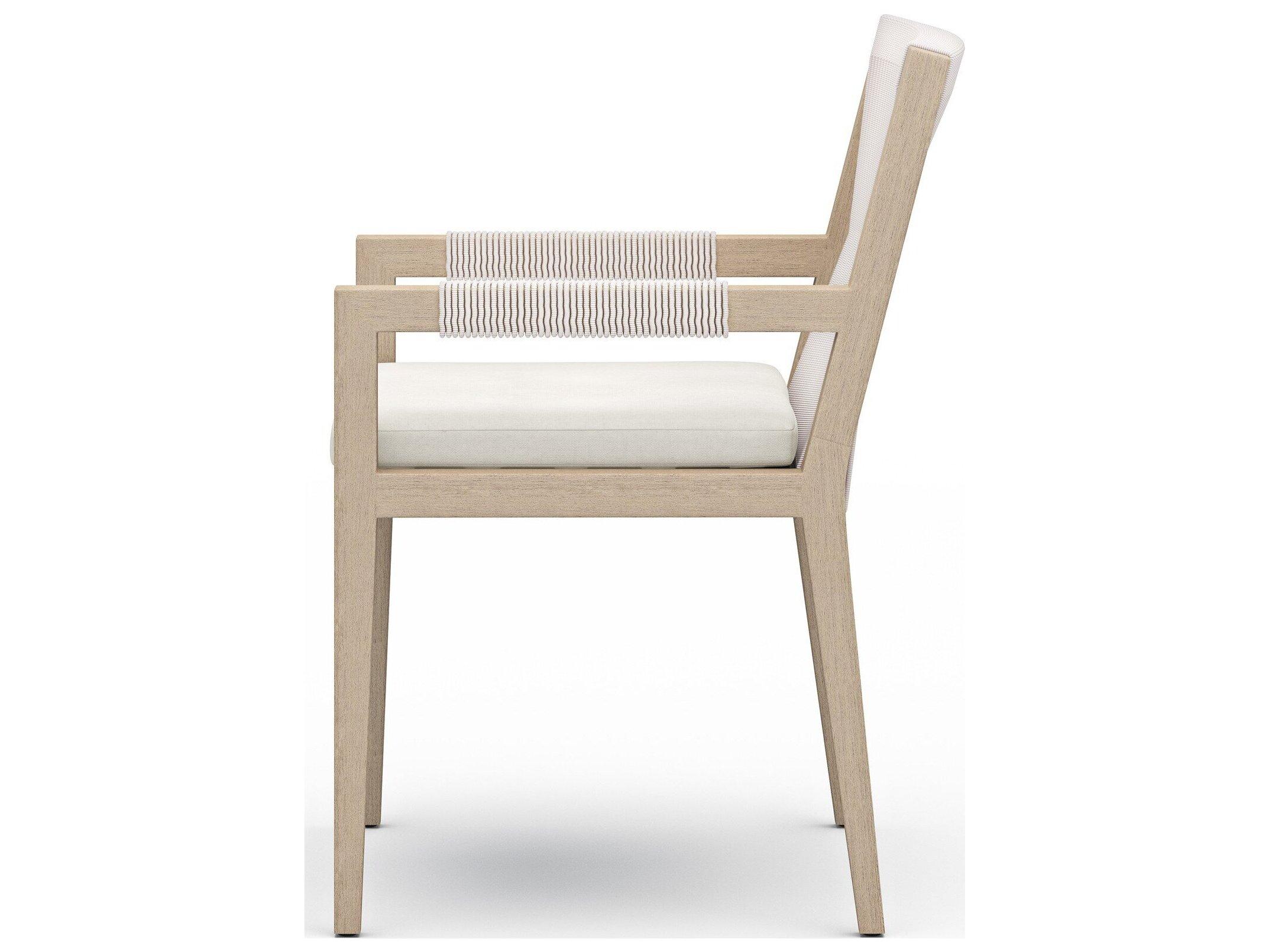Luxecor Globetrotter Outdoor Washed Brown Teak / Grey Rope Dining Chair with Natural Ivory Cushion