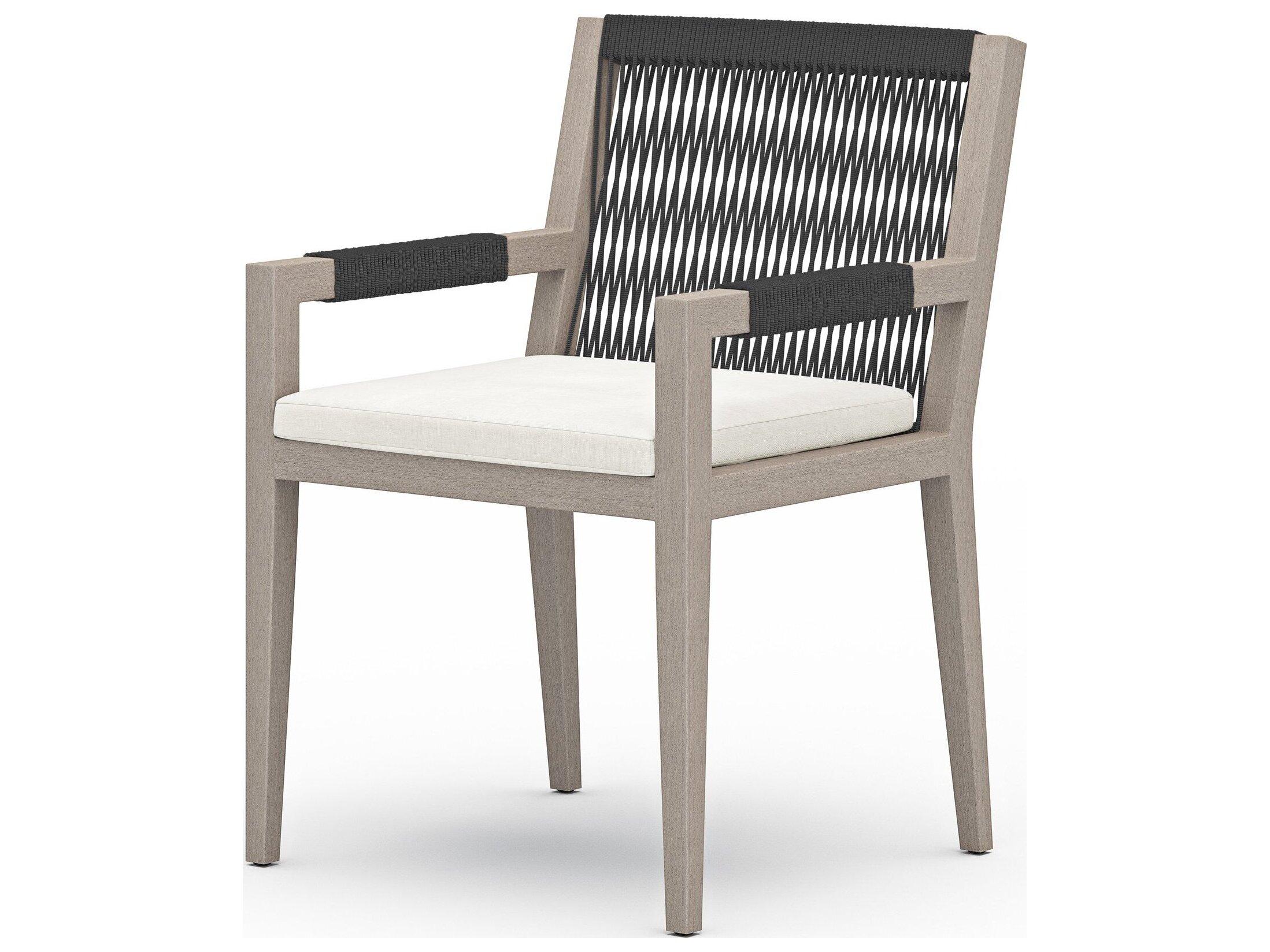 Luxecor Globetrotter Outdoor Weathered Grey Teak / Dark Rope Dining Chair with Natural Ivory Cushion