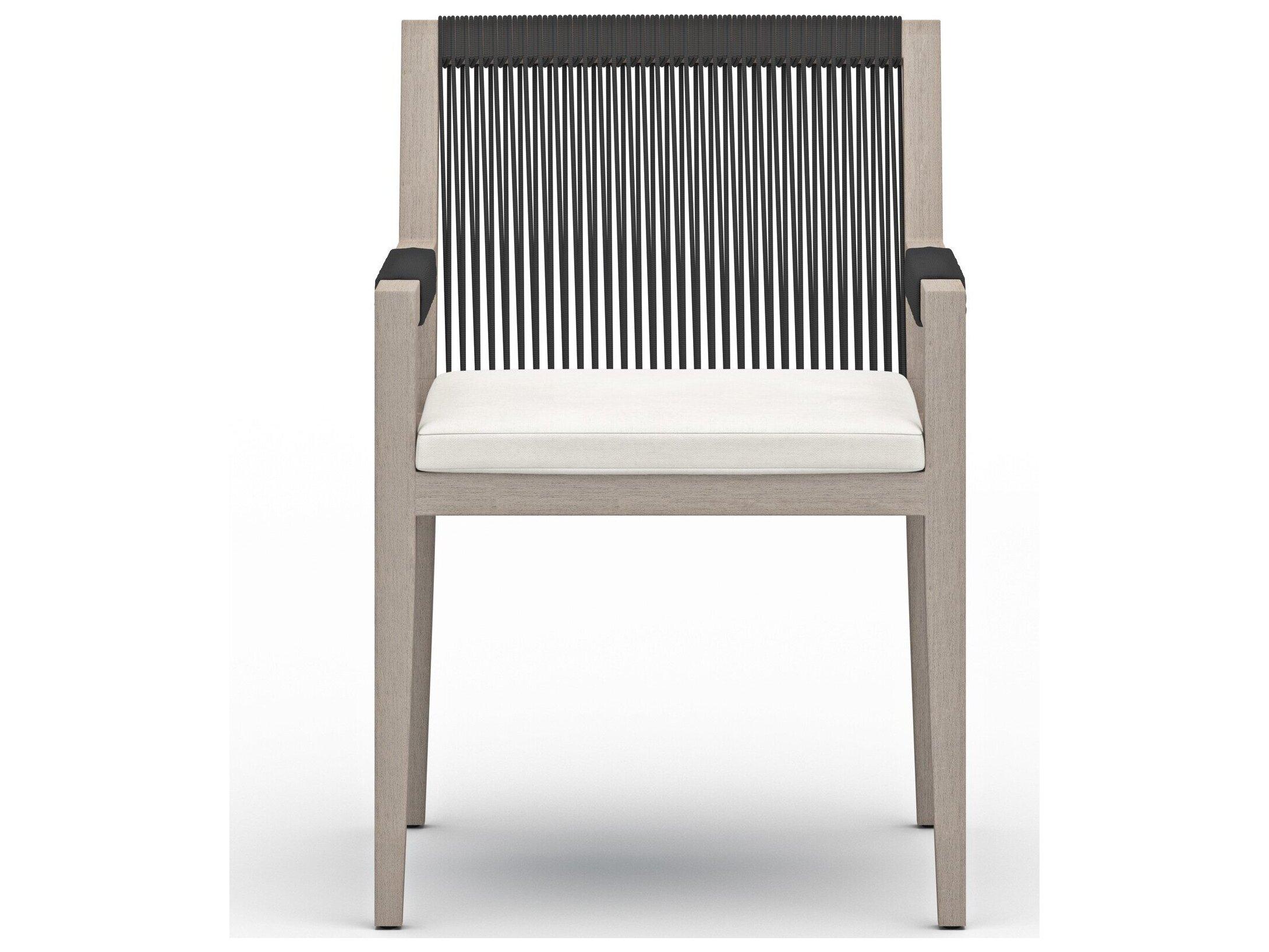Luxecor Globetrotter Outdoor Weathered Grey Teak / Dark Rope Dining Chair with Natural Ivory Cushion