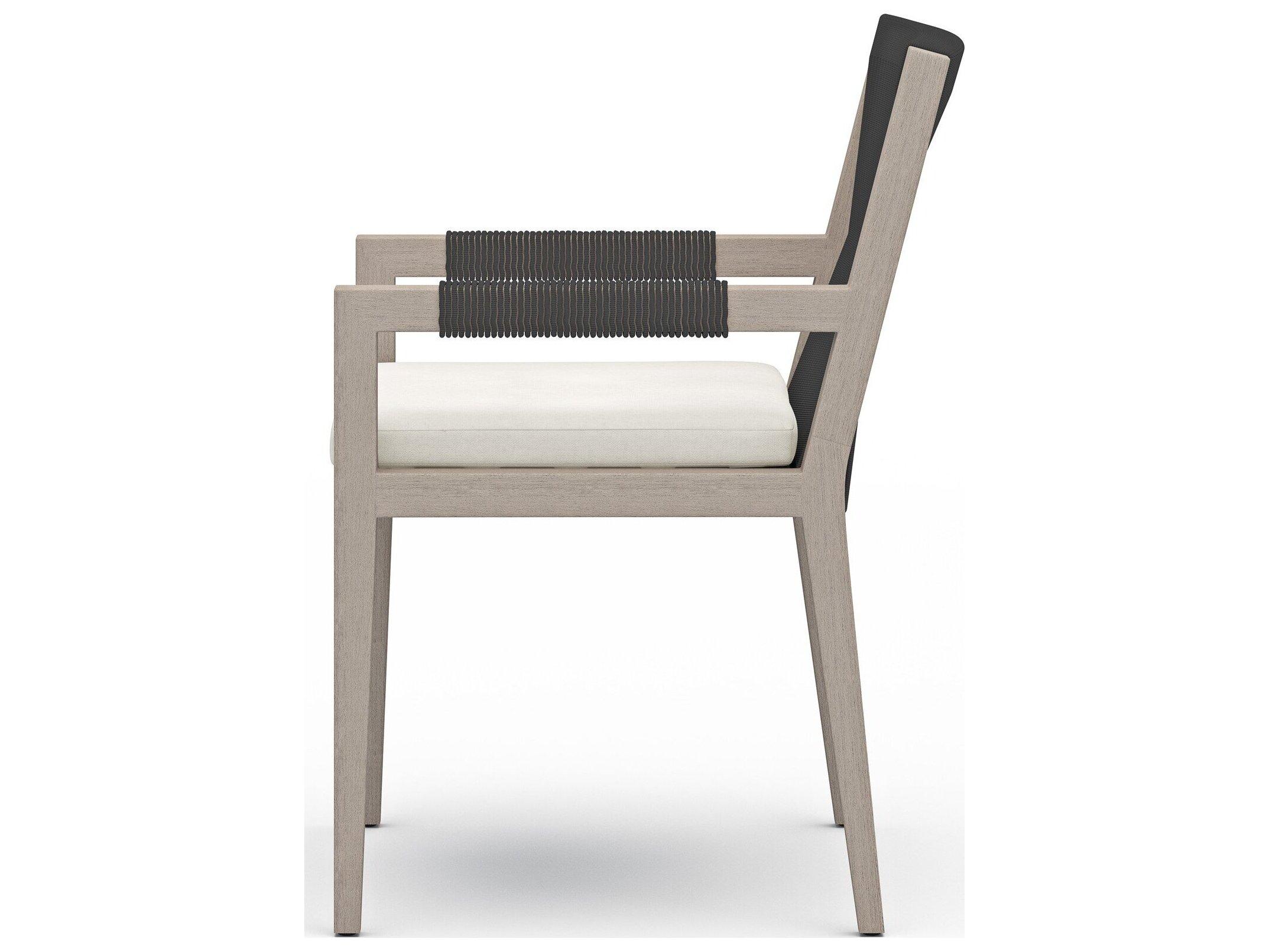 Luxecor Globetrotter Outdoor Weathered Grey Teak / Dark Rope Dining Chair with Natural Ivory Cushion