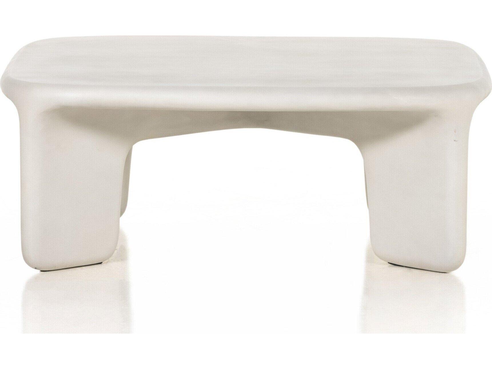 Four Hands Outdoor Thayer White Concrete Square Coffee Table