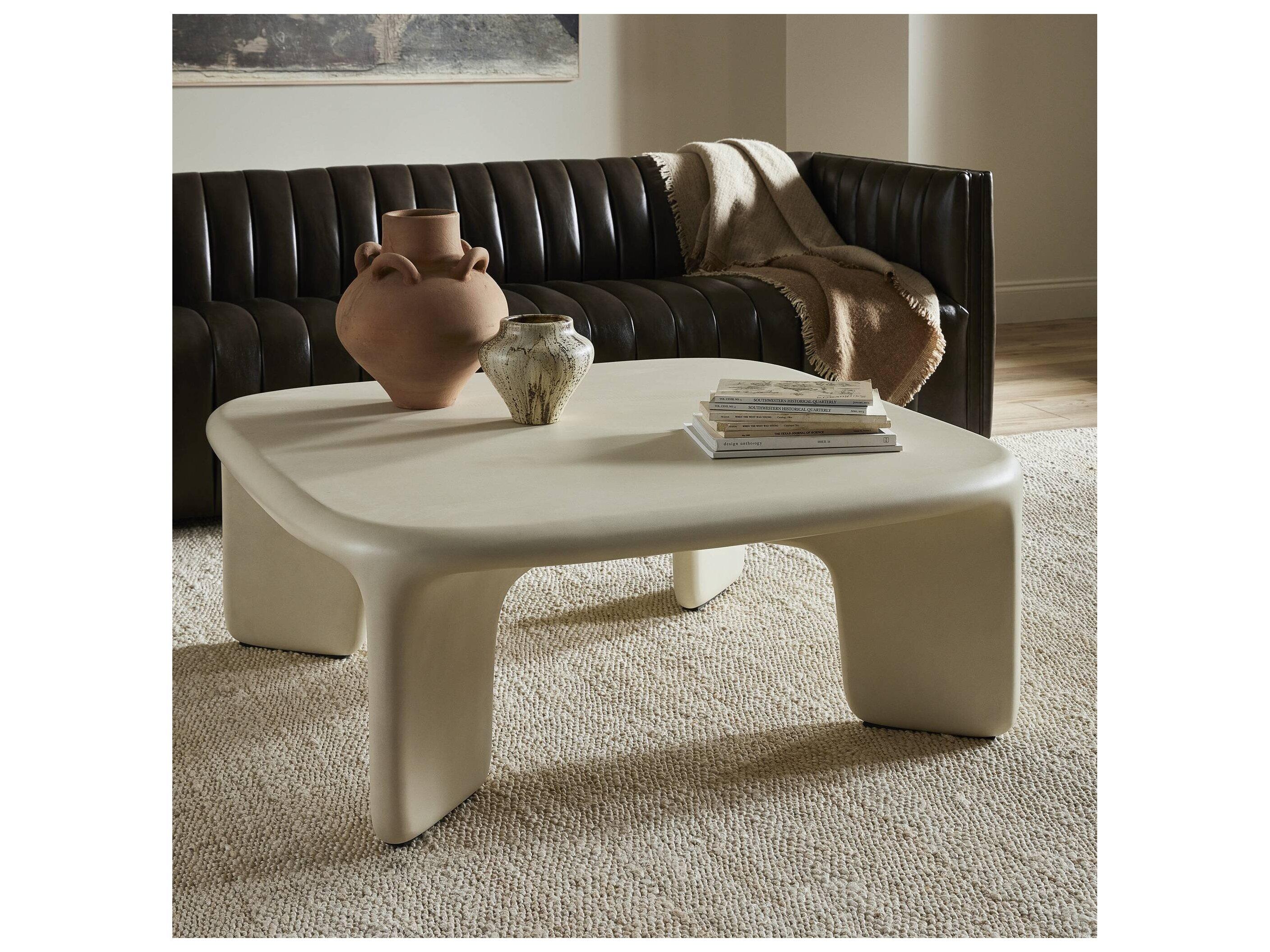 Four Hands Outdoor Thayer White Concrete Square Coffee Table