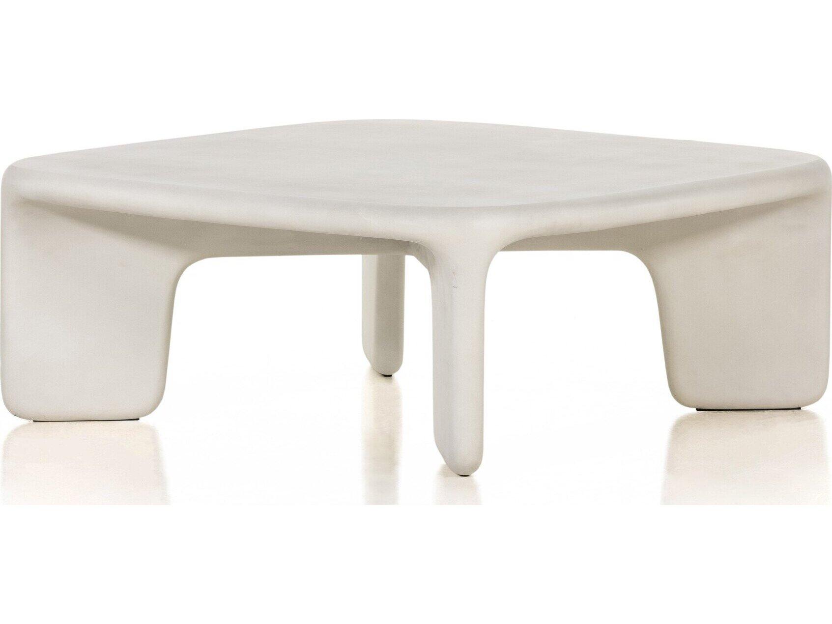 Four Hands Outdoor Thayer White Concrete Square Coffee Table