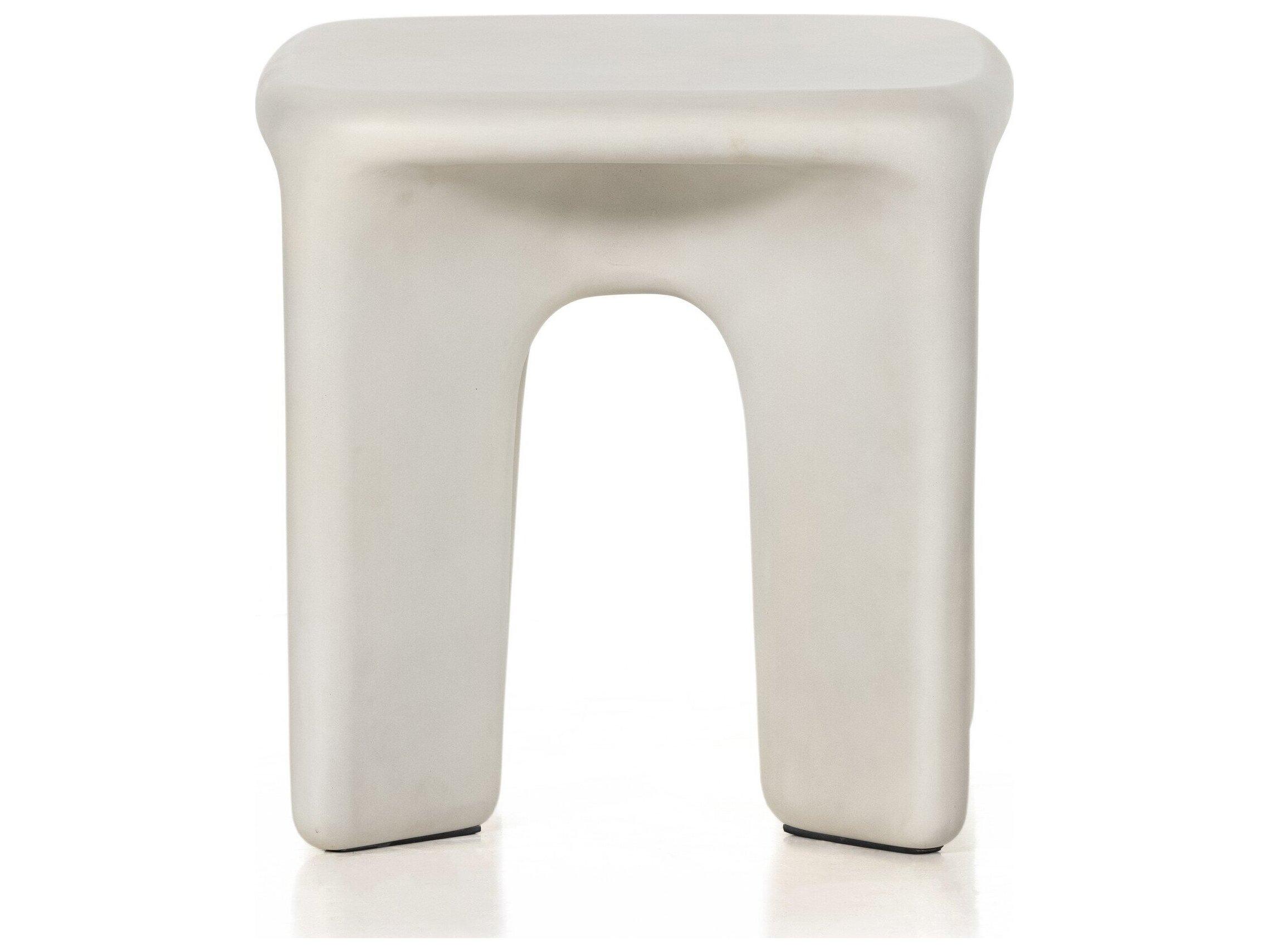 Four Hands Outdoor Thayer White Concrete Square End Table