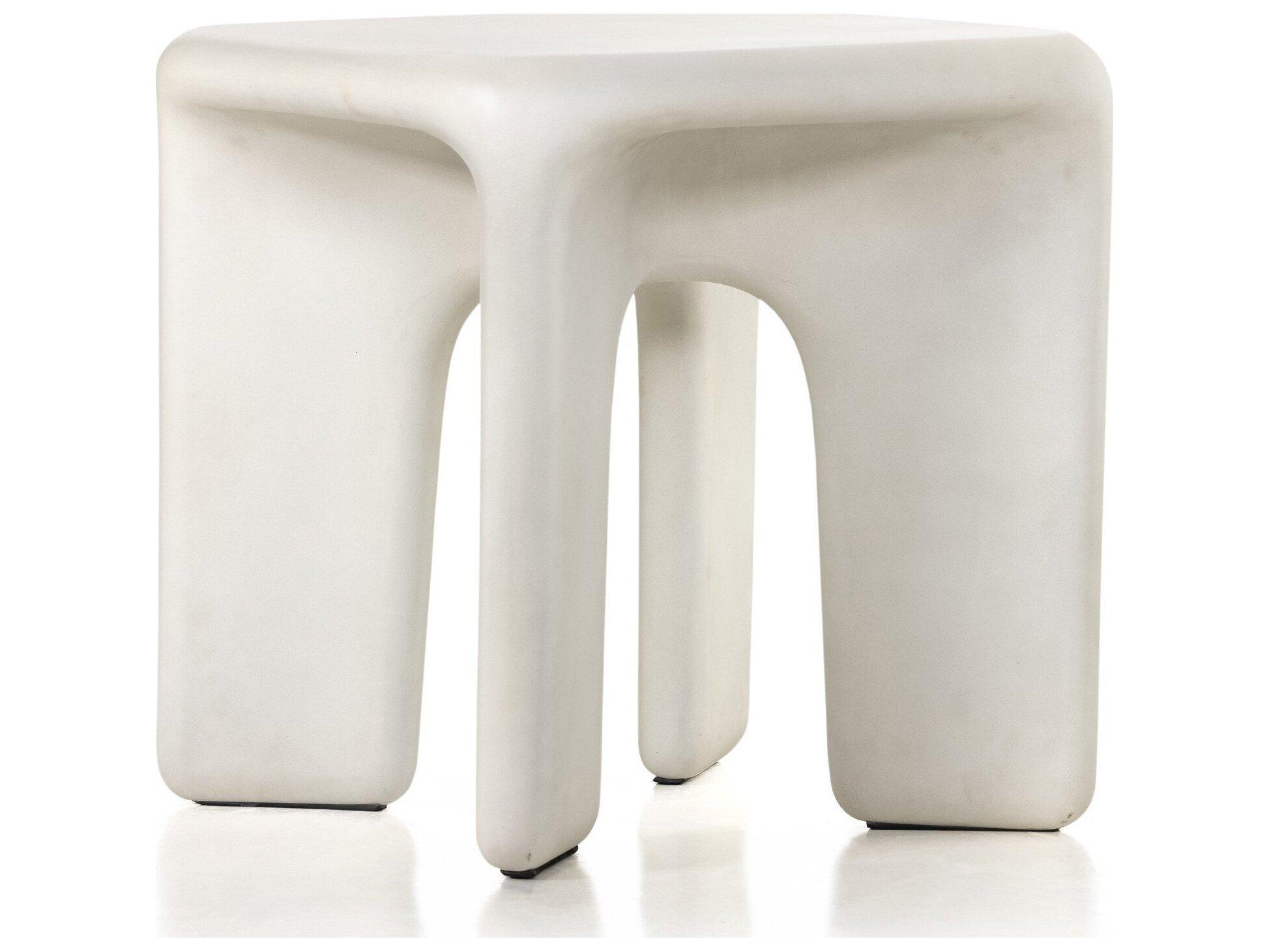 Four Hands Outdoor Thayer White Concrete Square End Table