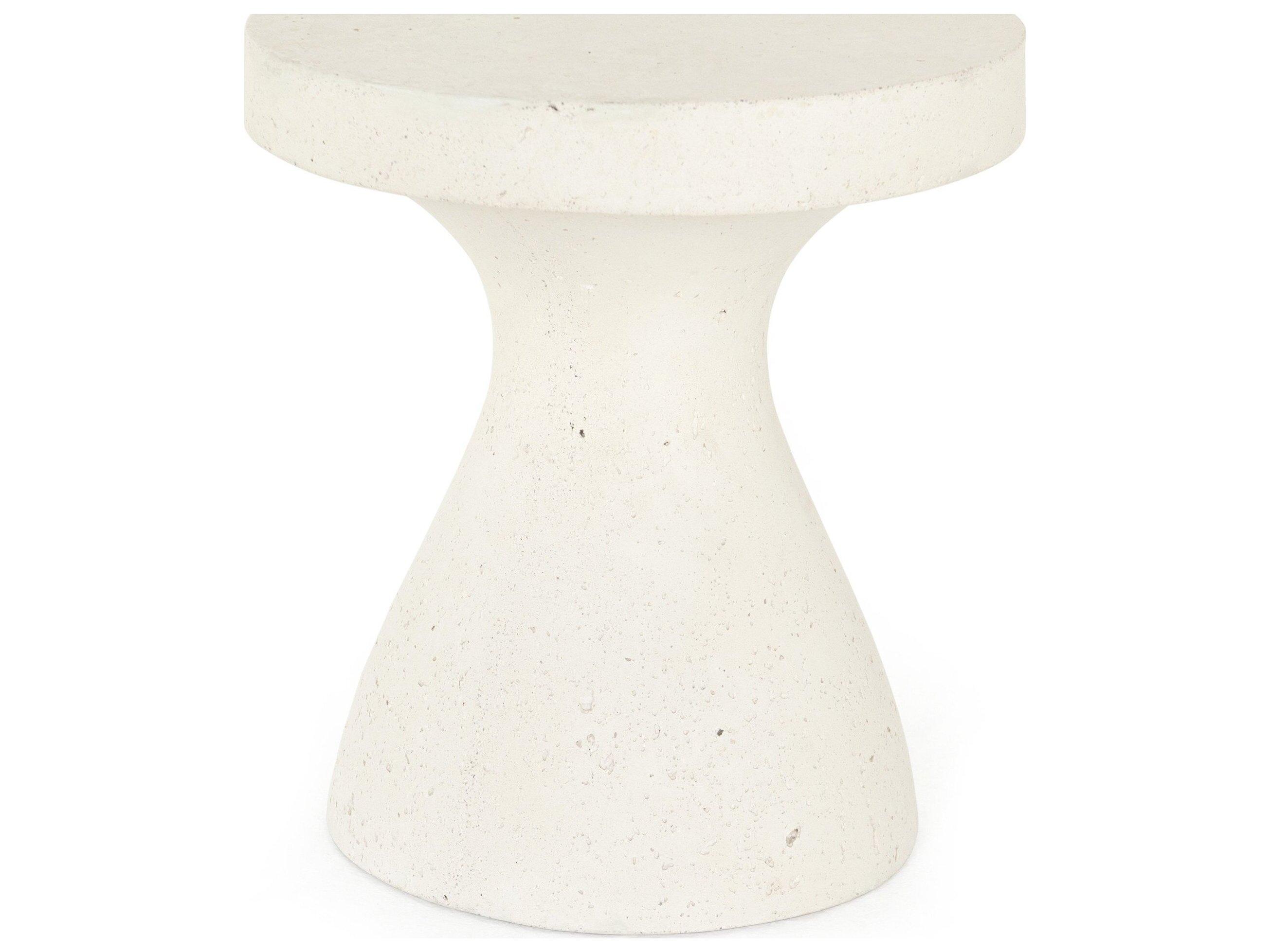 Four Hands Outdoor Constantine Textured White Concrete Round End Table