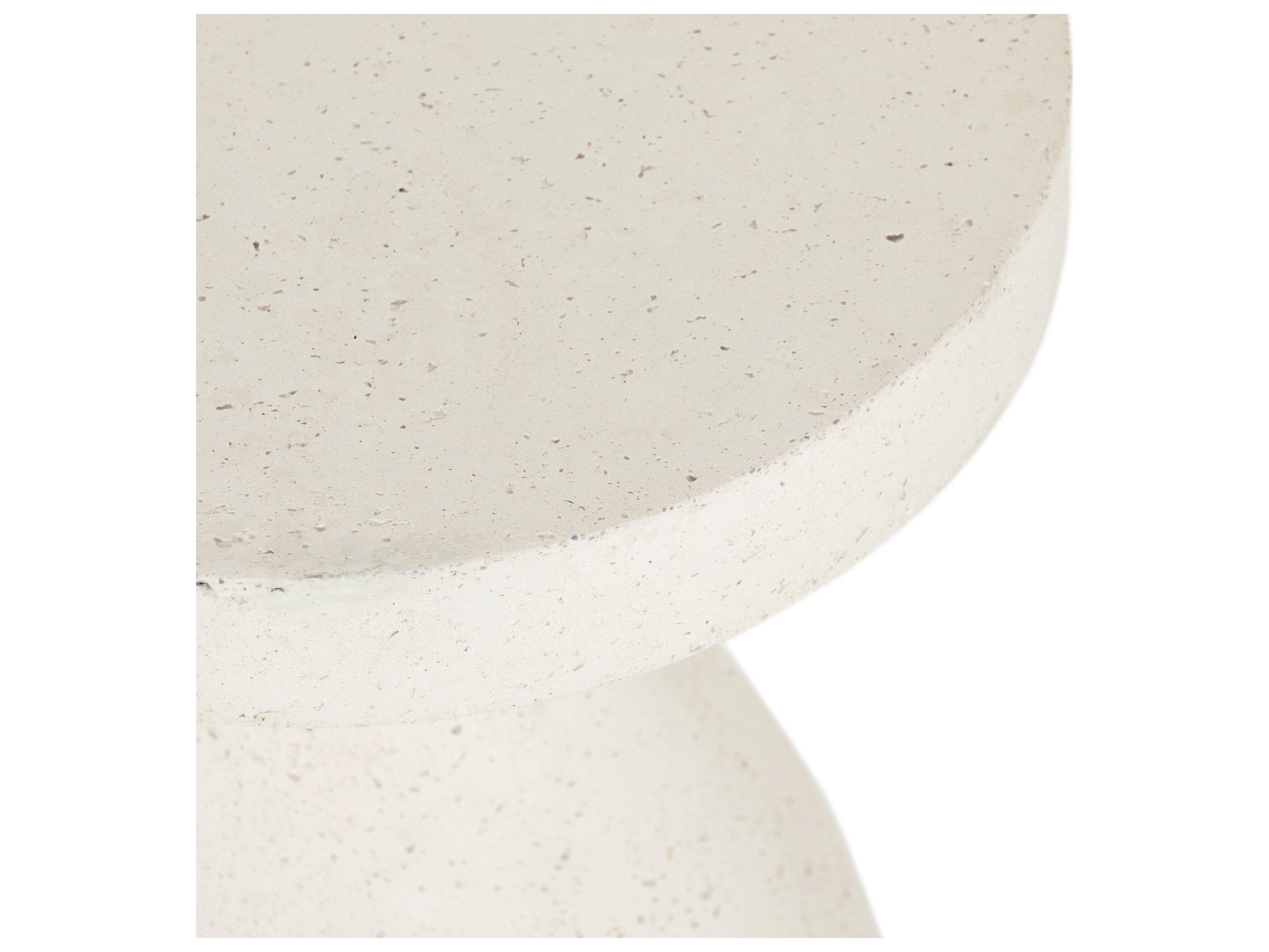 Four Hands Outdoor Constantine Textured White Concrete Round End Table