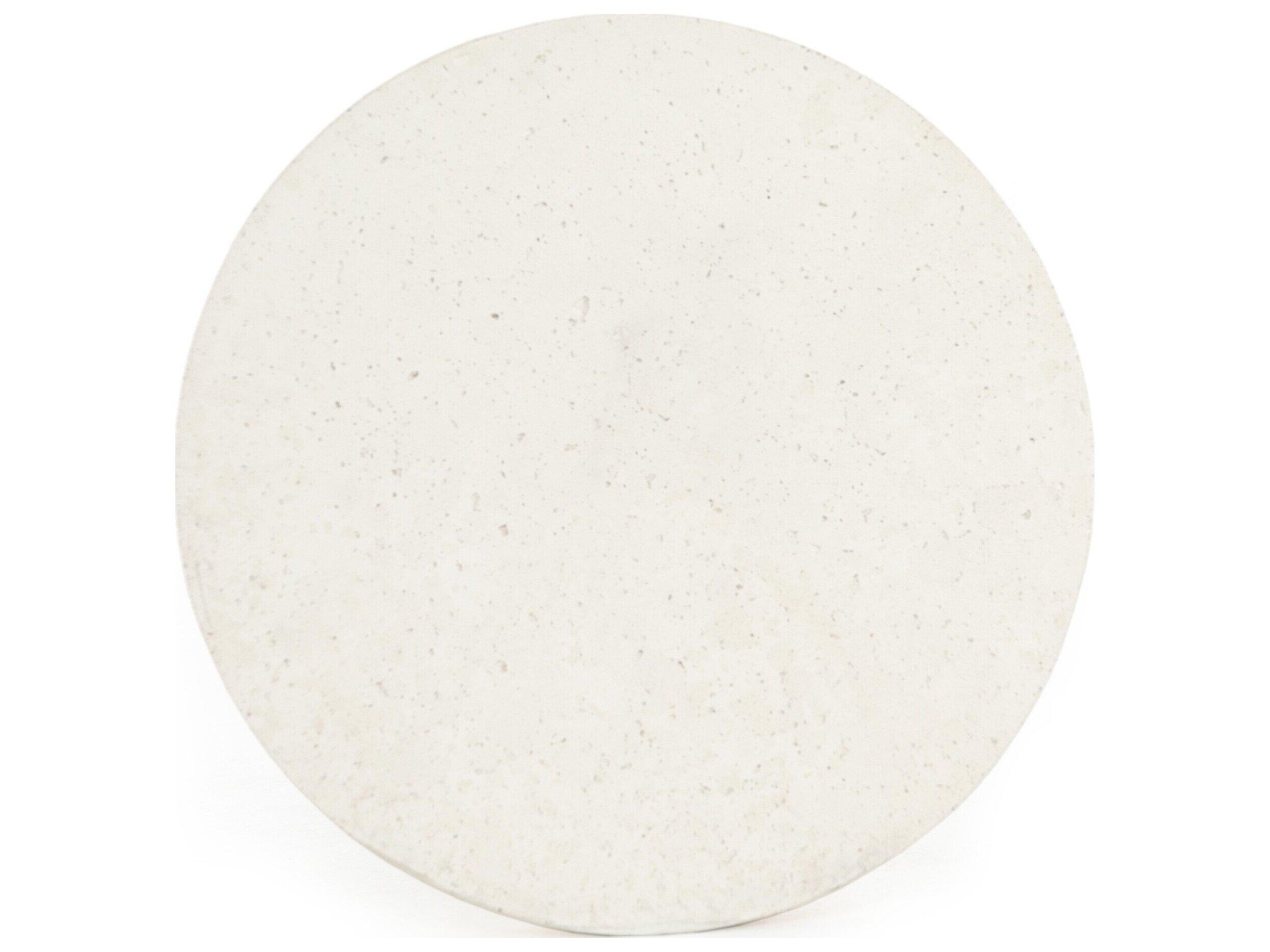 Four Hands Outdoor Constantine Textured White Concrete Round End Table