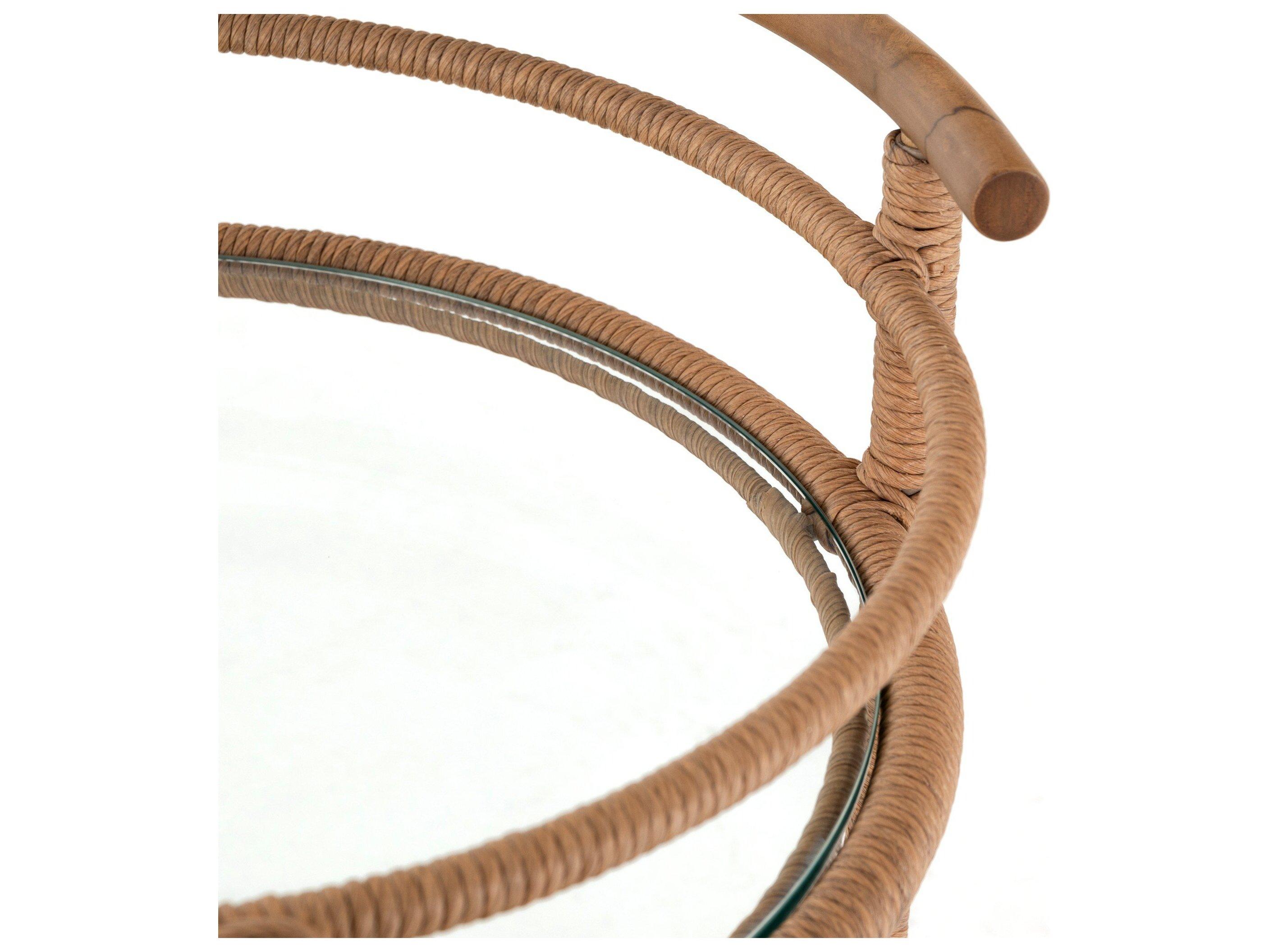 Luxecor Globetrotter Outdoor Vintage Natural Teak / Tempered Glass Bar Cart