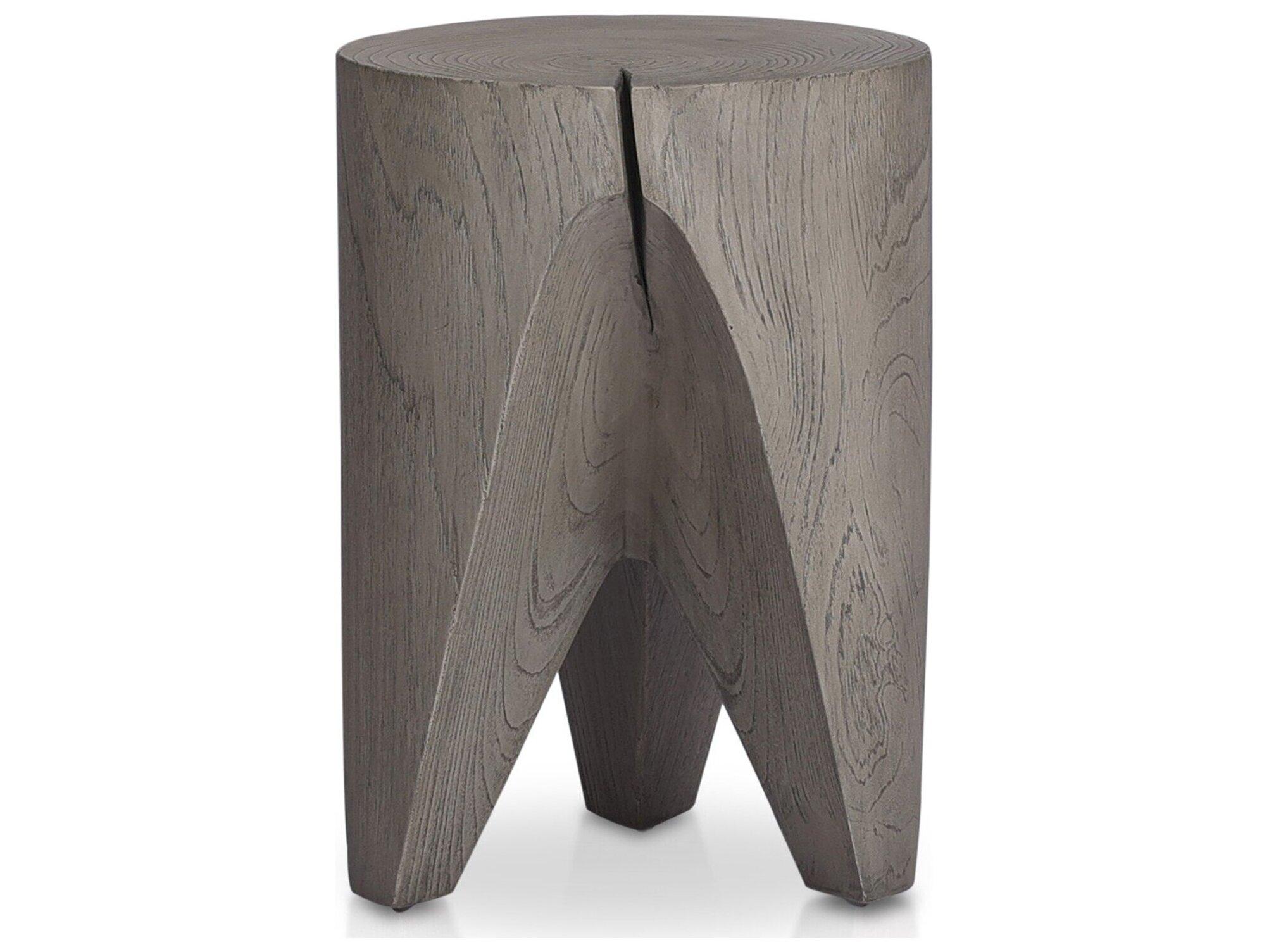 Four Hands Outdoor Grass Roots Weathered Grey Teak Round End Table