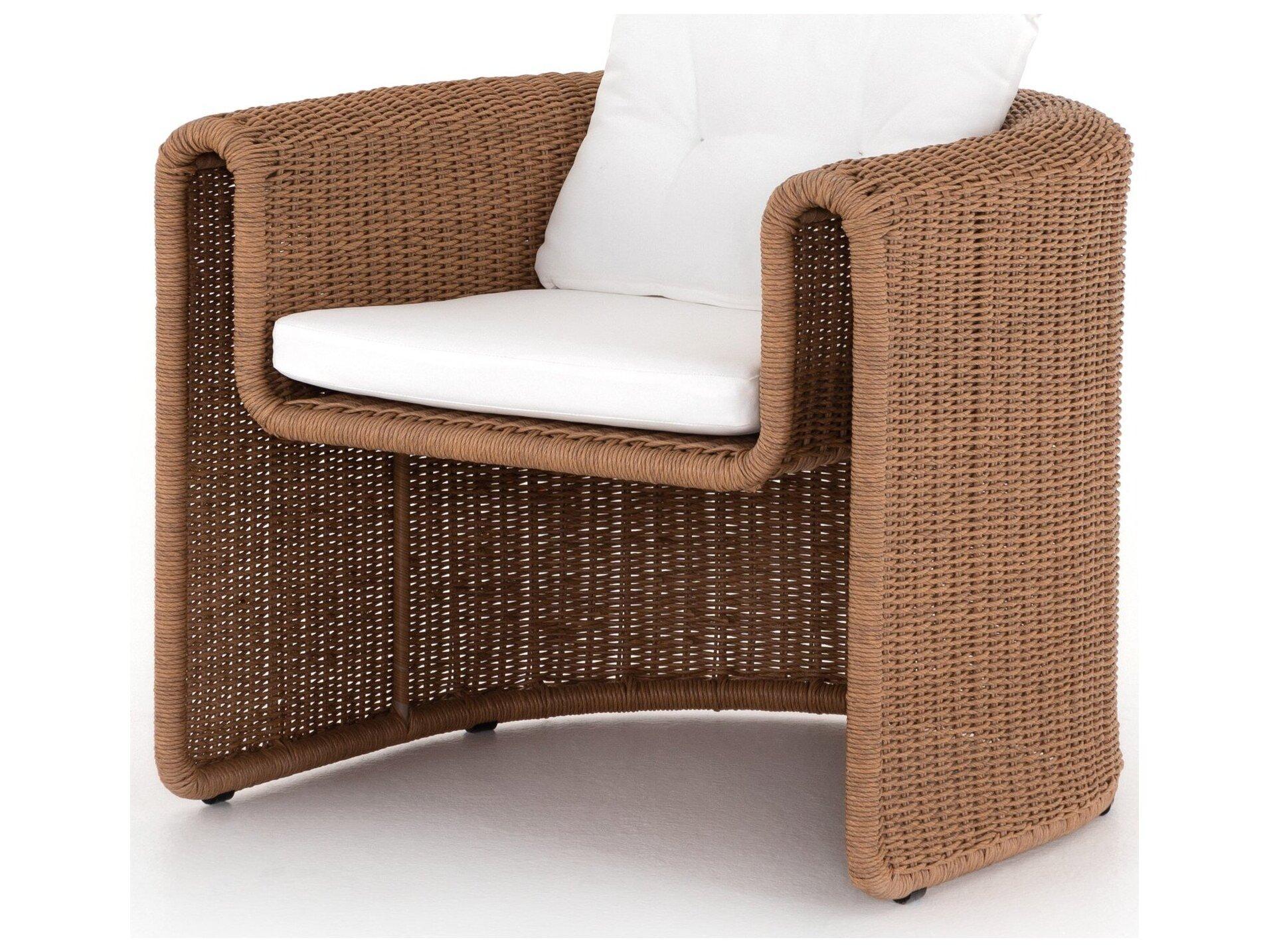 Four Hands Outdoor Grass Roots Vintage Natural Lounge Chair with Stinson White Cushion