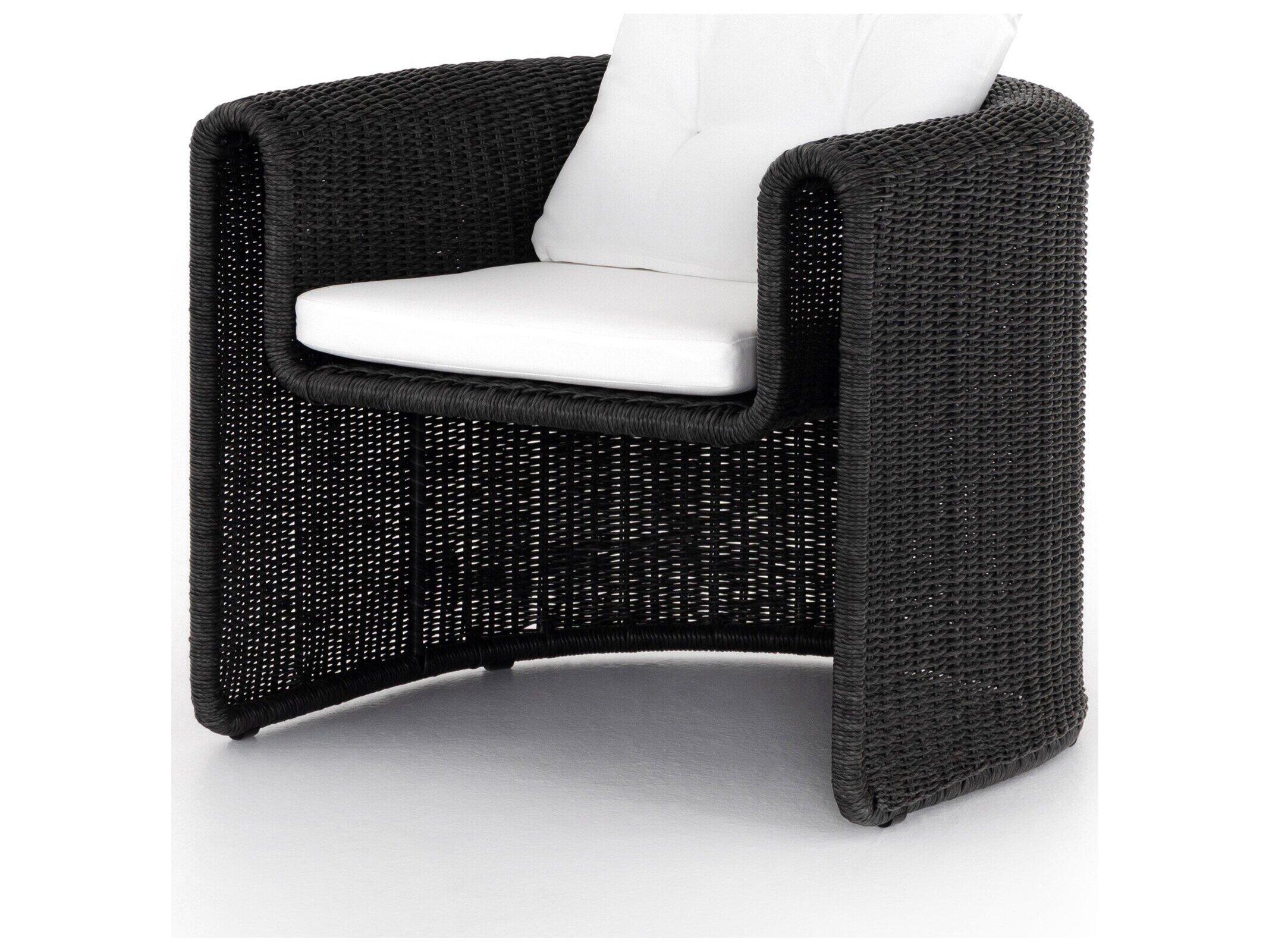 Four Hands Outdoor Grass Roots Vintage Coal Lounge Chair with Stinson White Cushion