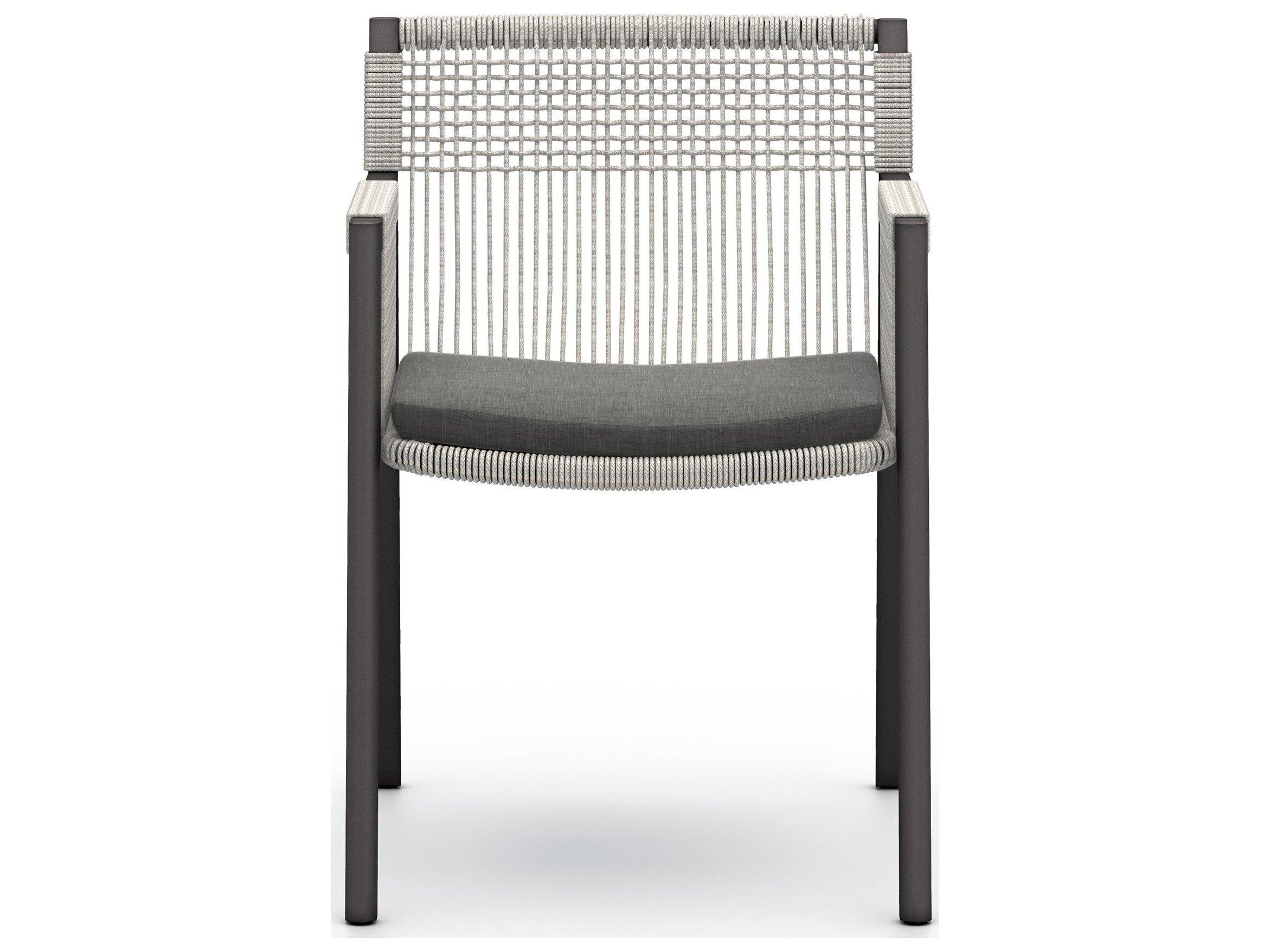 Luxecor Globetrotter Outdoor Bronze Aluminum / Heathered Grey Rope Dining Chair with Charcoal Cushion