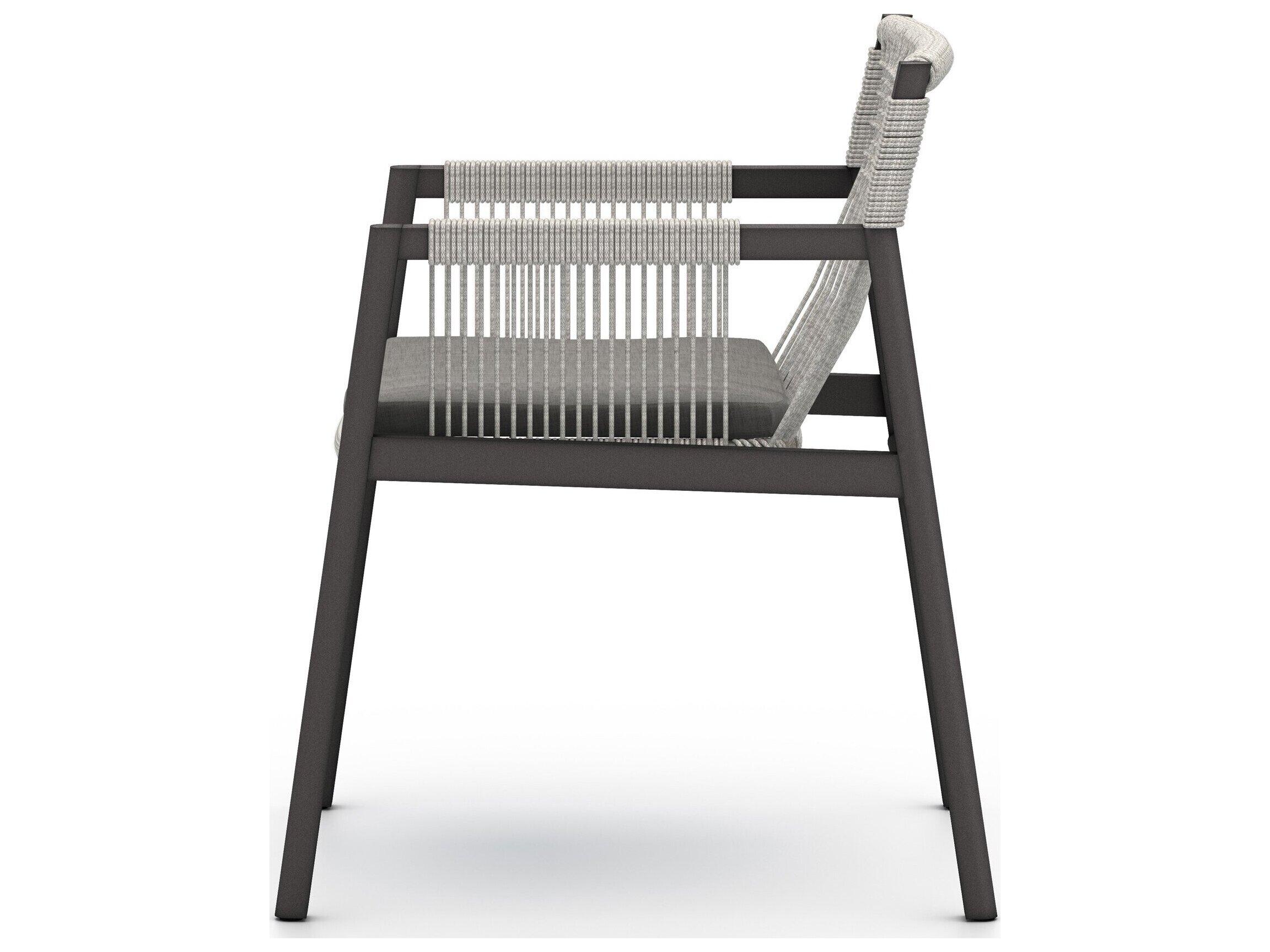 Luxecor Globetrotter Outdoor Bronze Aluminum / Heathered Grey Rope Dining Chair with Charcoal Cushion