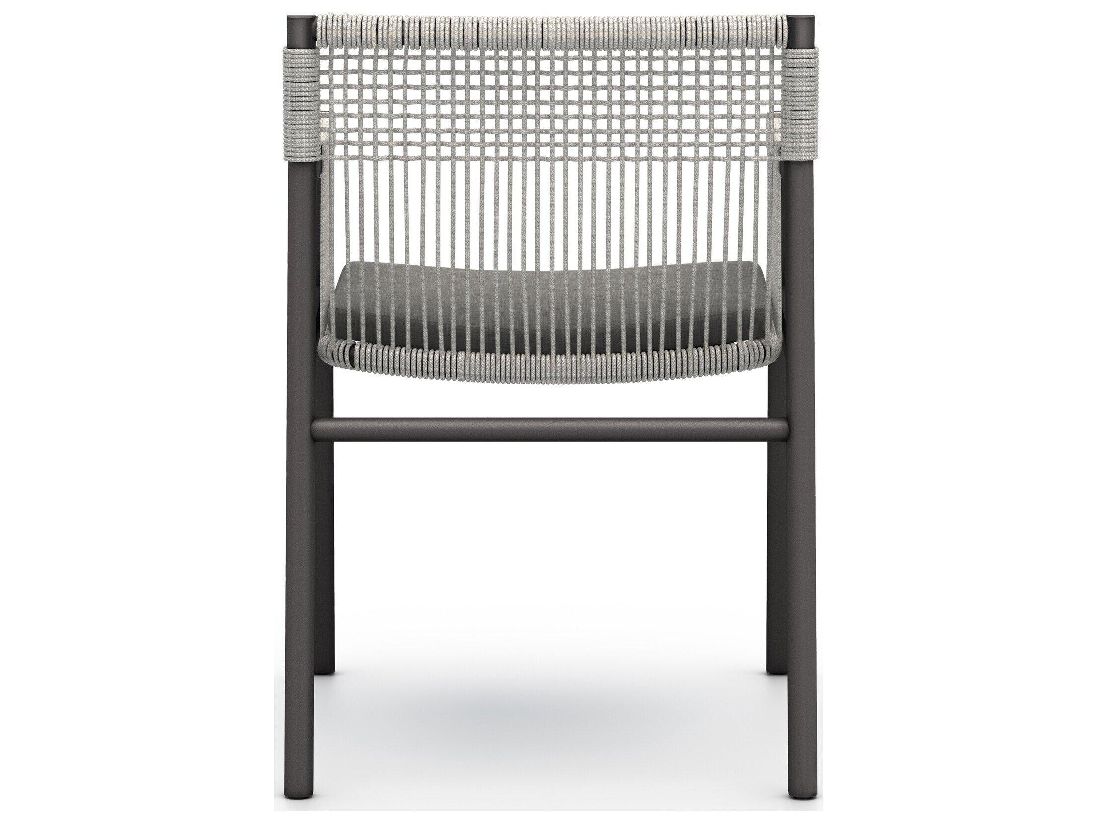 Luxecor Globetrotter Outdoor Bronze Aluminum / Heathered Grey Rope Dining Chair with Charcoal Cushion