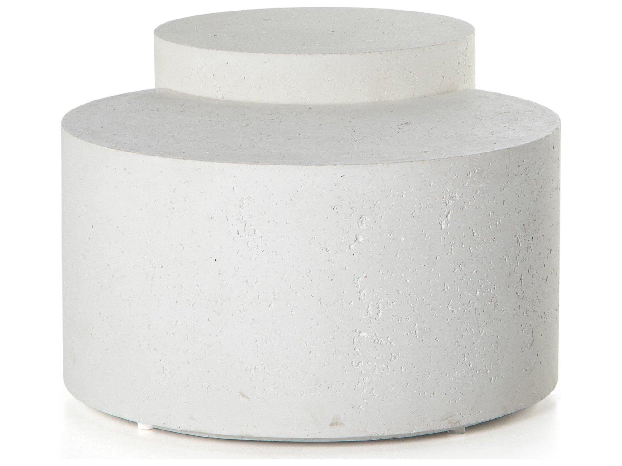 Four Hands Outdoor Constantine Textured White Concrete Round Coffee Table