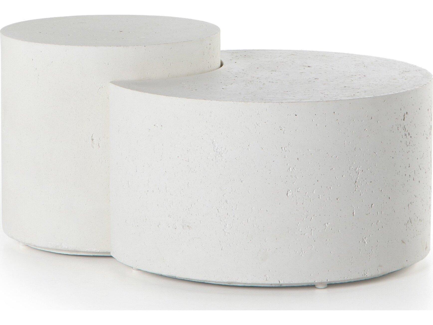Four Hands Outdoor Constantine Textured White Concrete Round Coffee Table