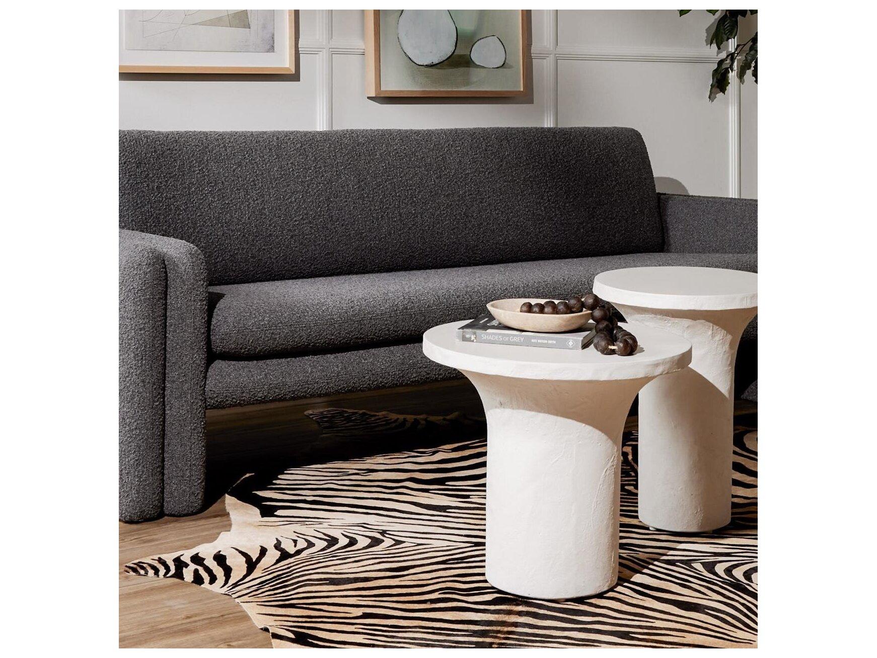 Four Hands Outdoor Constantine White Concrete Round End Table
