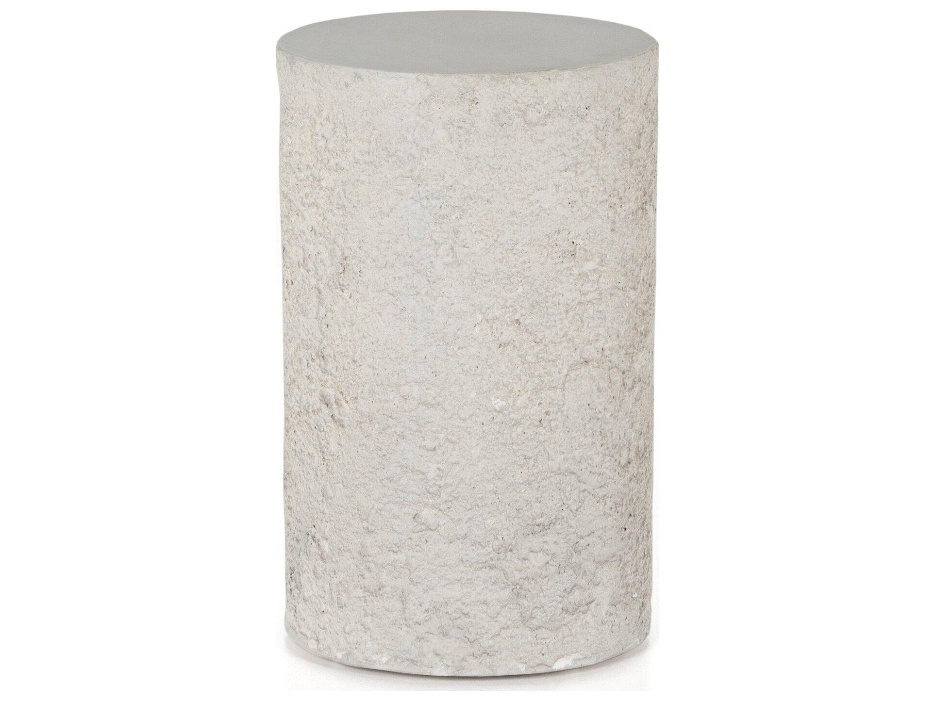 Four Hands Outdoor Constantine Blanc White / Matte White Concrete Round End Table
