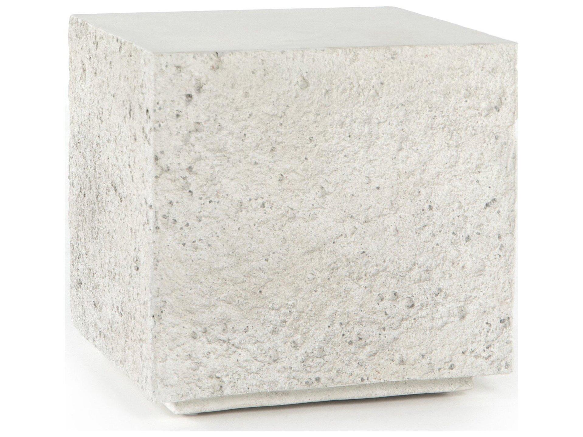 Four Hands Outdoor Constantine Blanc White / Matte White Concrete Square End Table