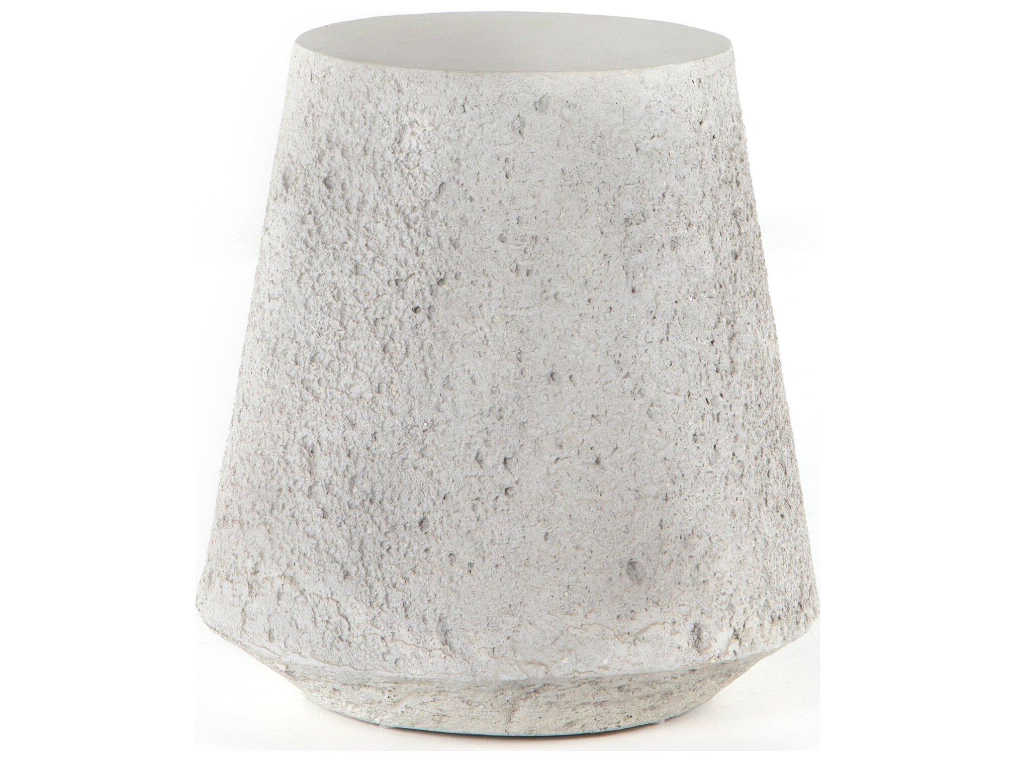 Four Hands Outdoor Constantine Blanc White / Matte White Concrete Round End Table