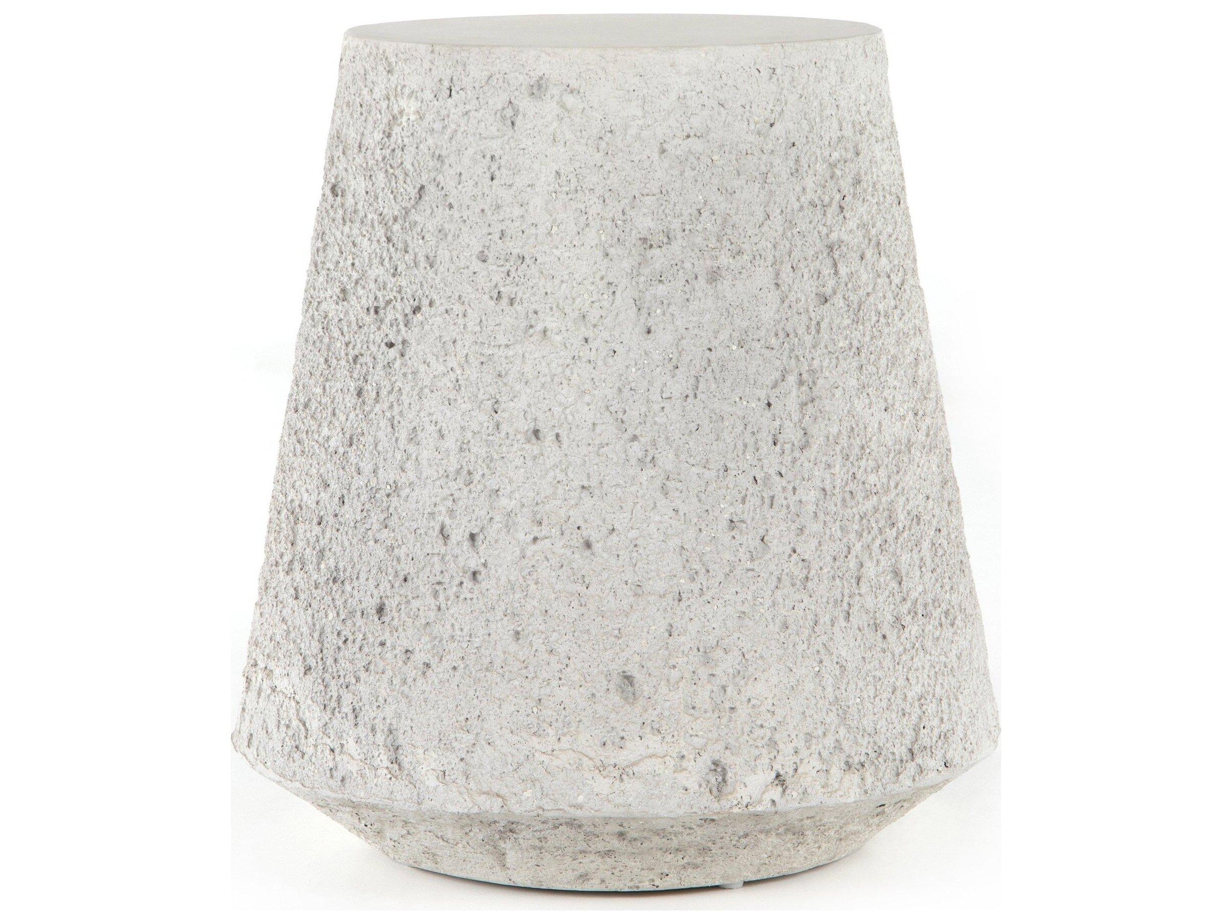 Four Hands Outdoor Constantine Blanc White / Matte White Concrete Round End Table