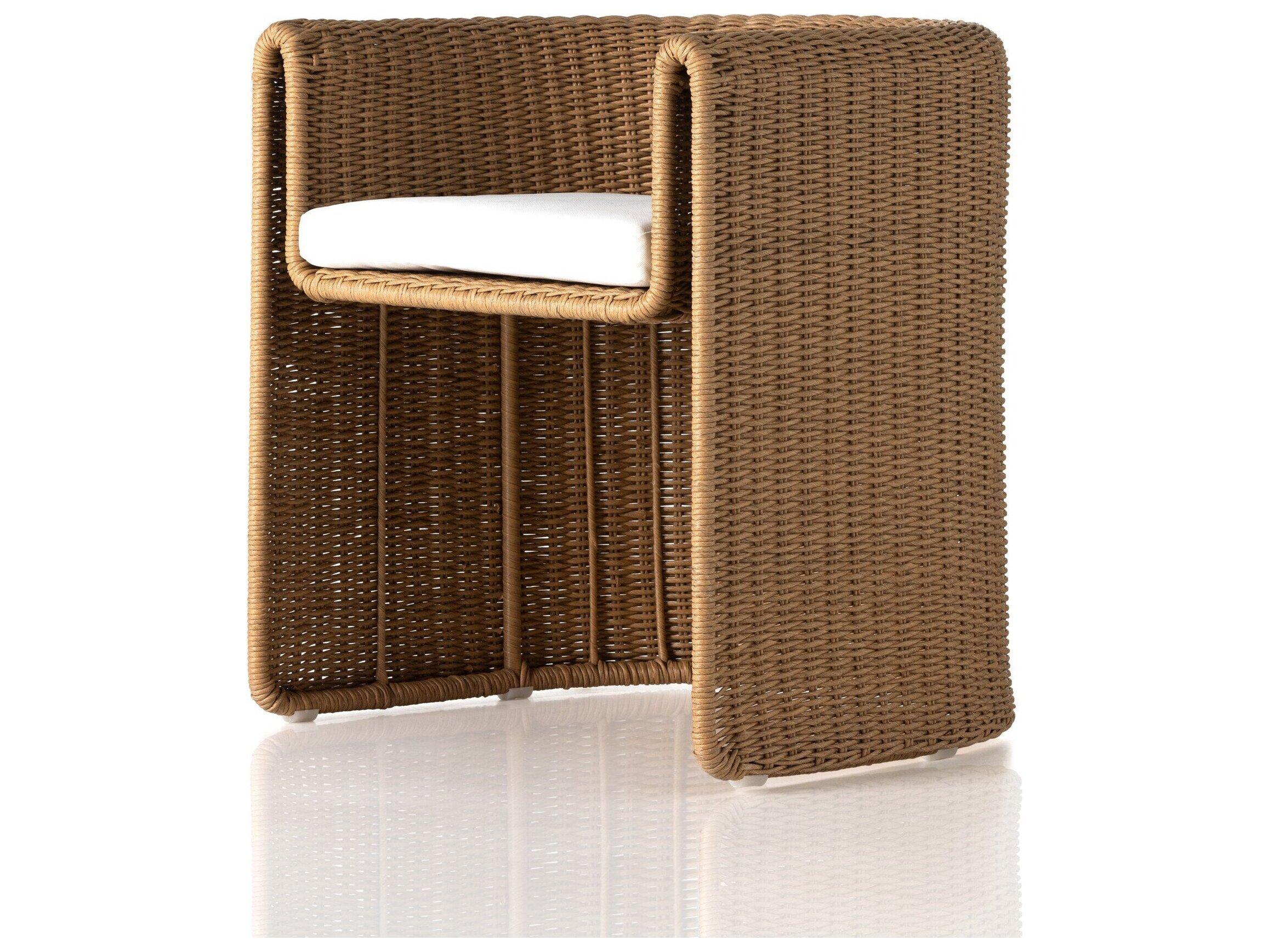 Four Hands Outdoor Grass Roots Vintage Natural Dining Chair with Stinson White Cushion