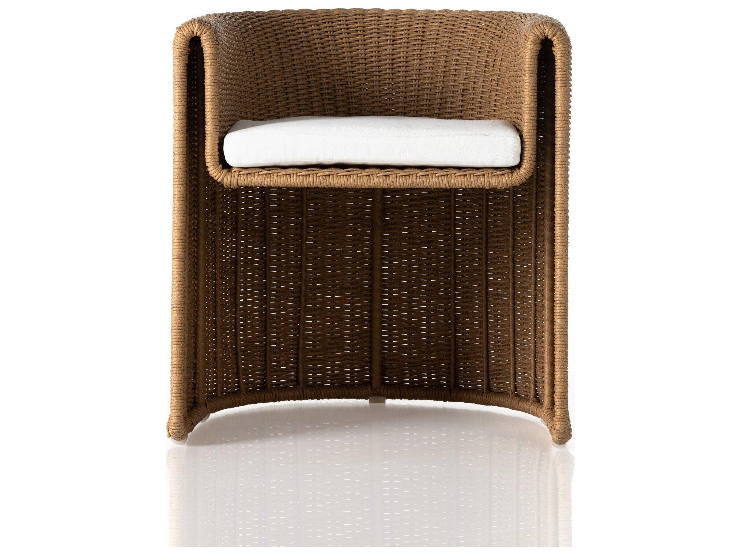 Four Hands Outdoor Grass Roots Vintage Natural Dining Chair with Stinson White Cushion